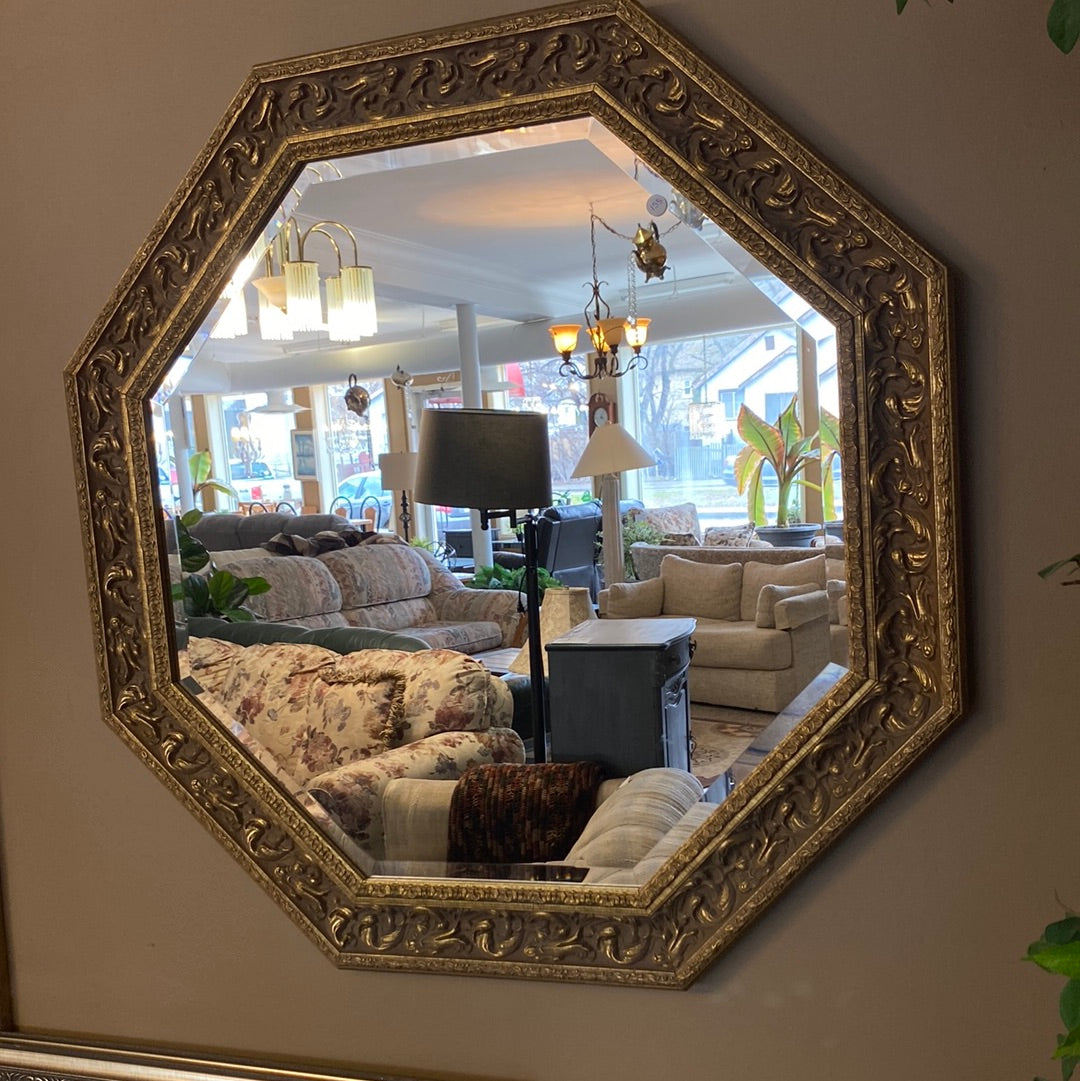 Octagonal Gold Framed Mirror