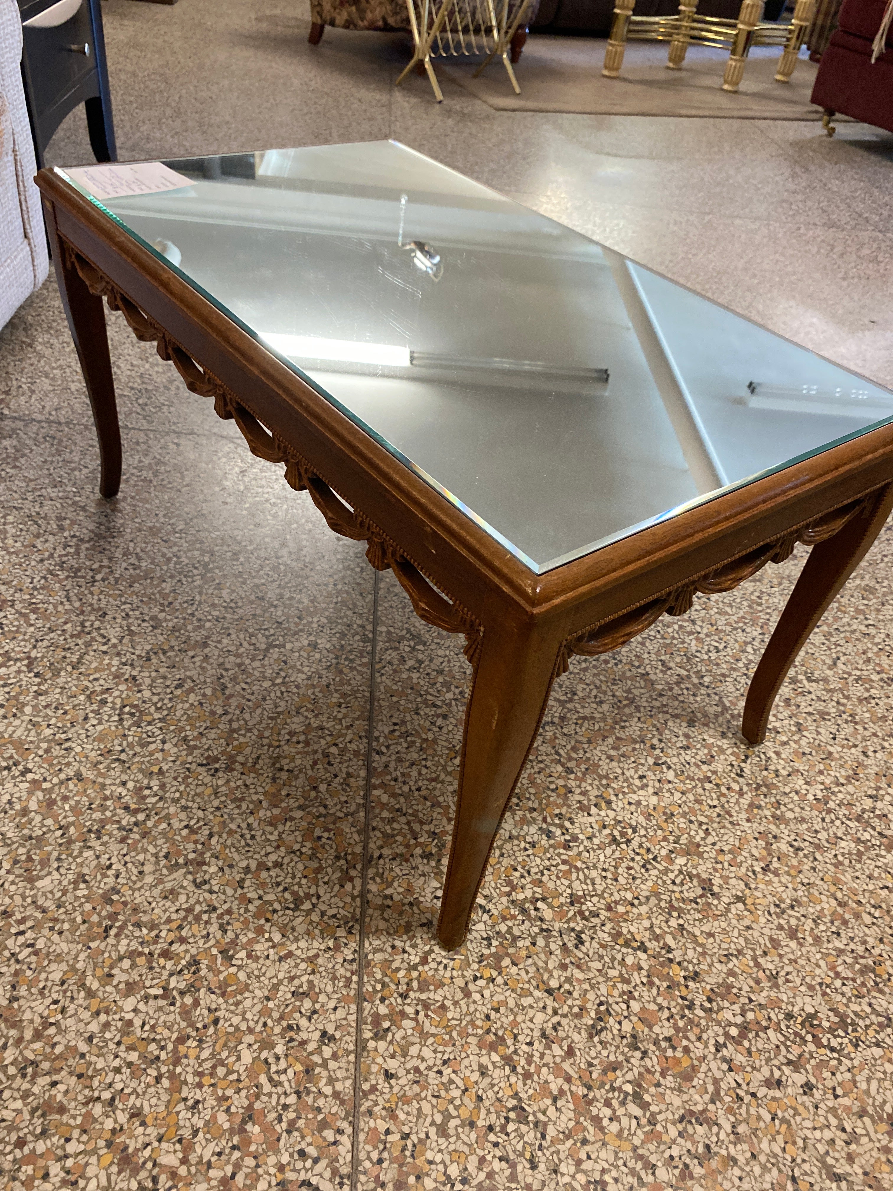 Mirror top fancy coffee table