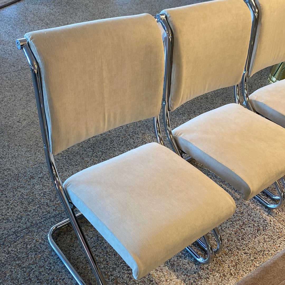 MCM reupholstered chrome chairs
