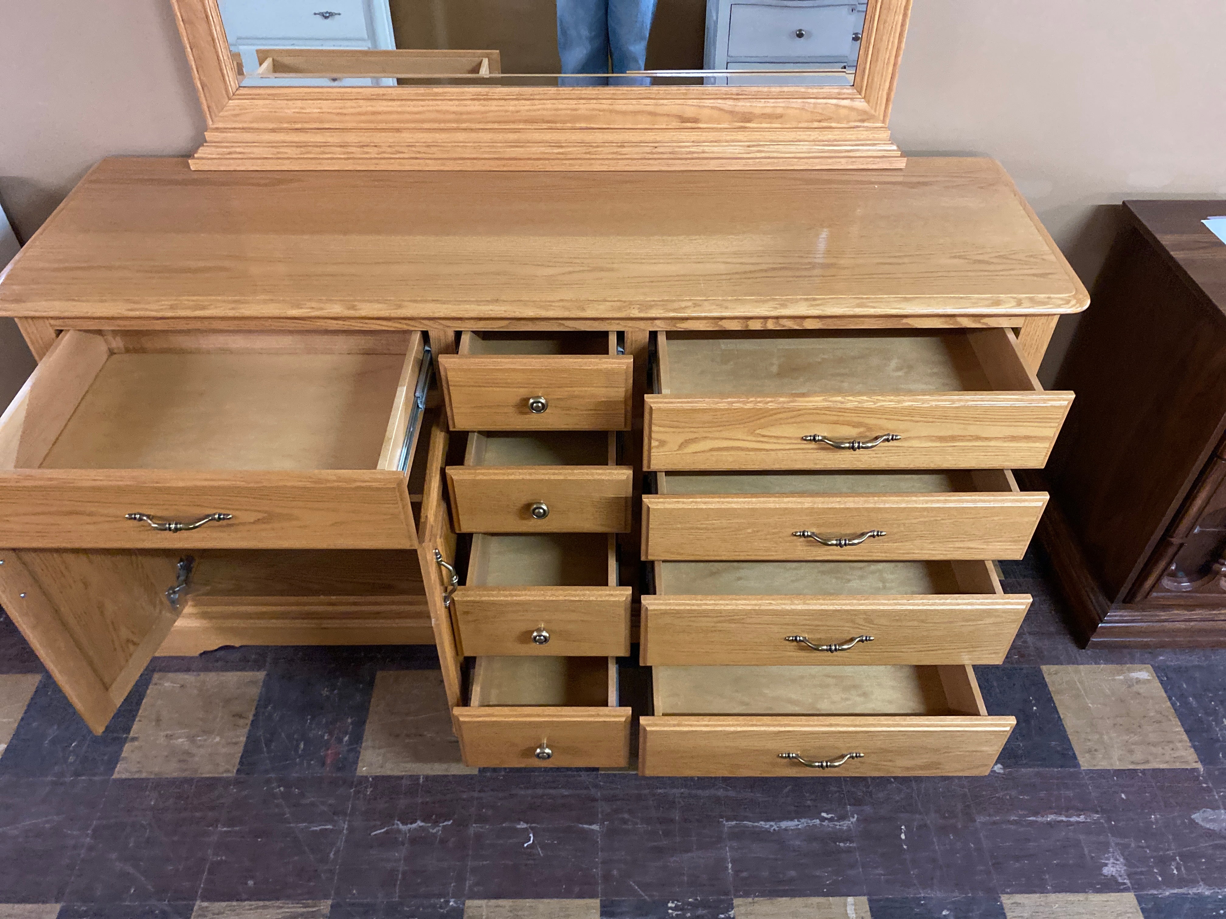 Oak Dresser + Mirror