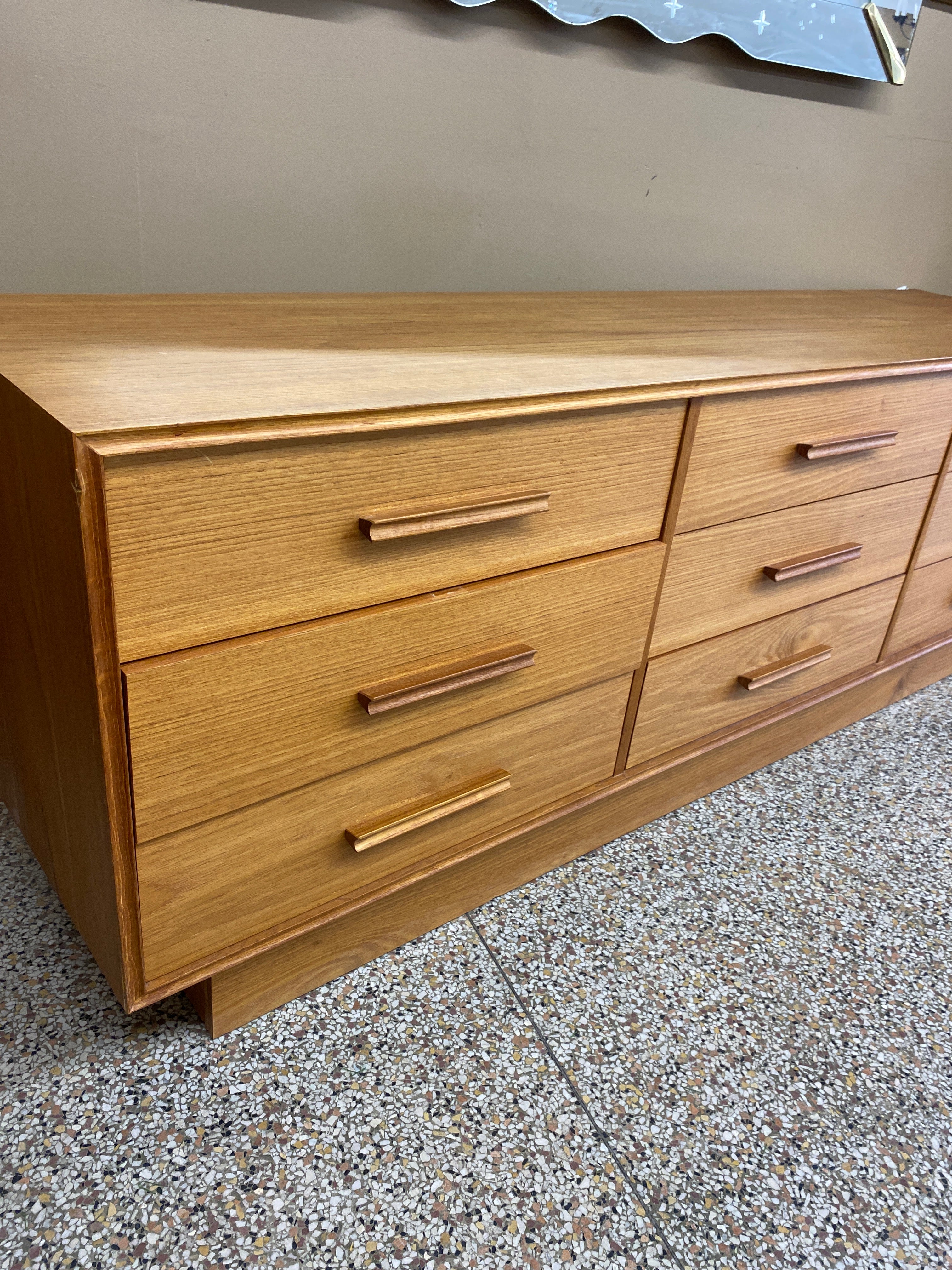 Teak 9 drawer dresser