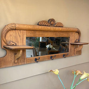 Mirror with Shelves and Hooks