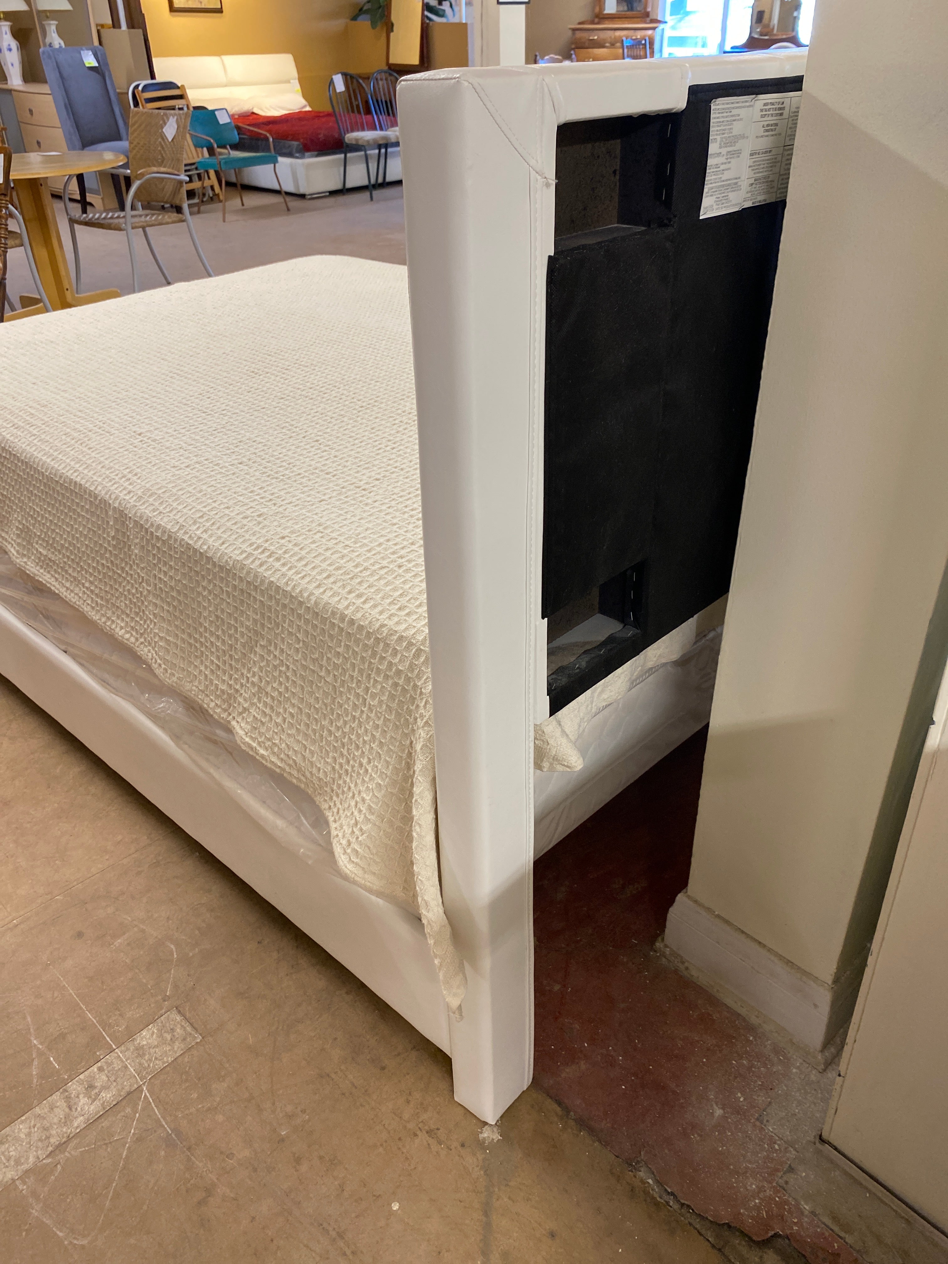 White leather Double bed frame