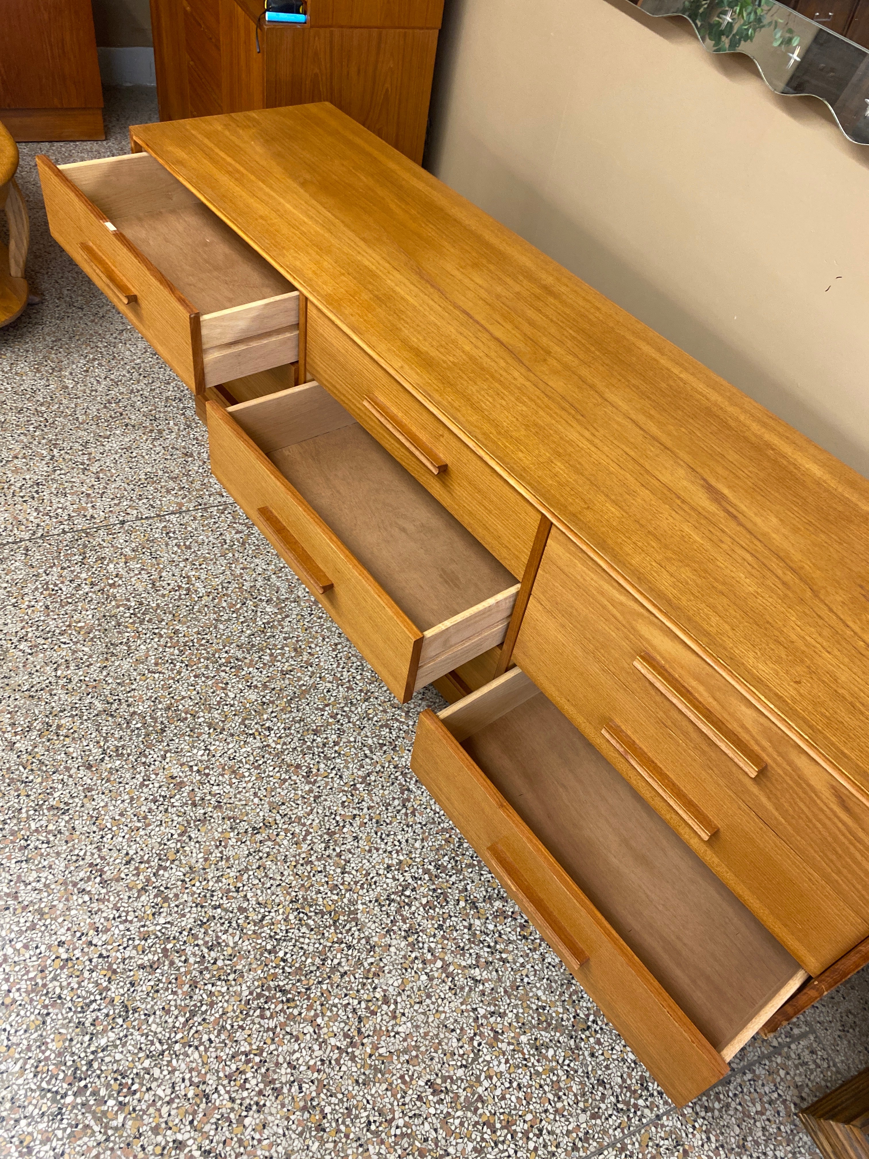Teak 9 drawer dresser