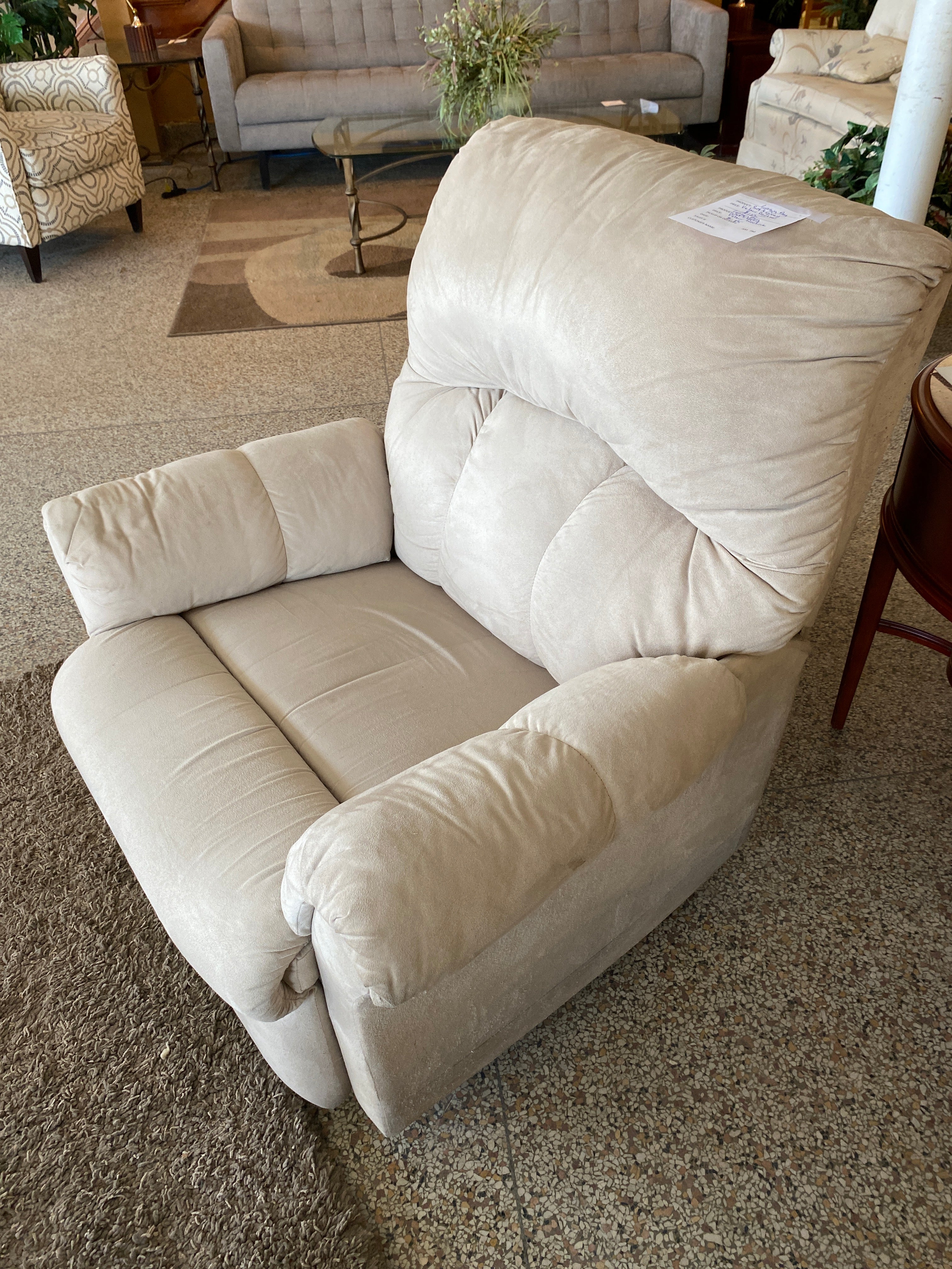 Soft grey velour recliner