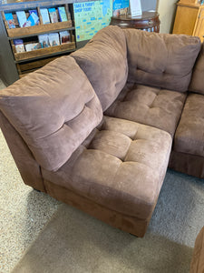 Brown sectional + ottoman