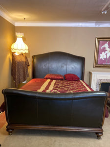 Q Leather Sleigh Bed