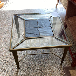 Stone glass insert side table