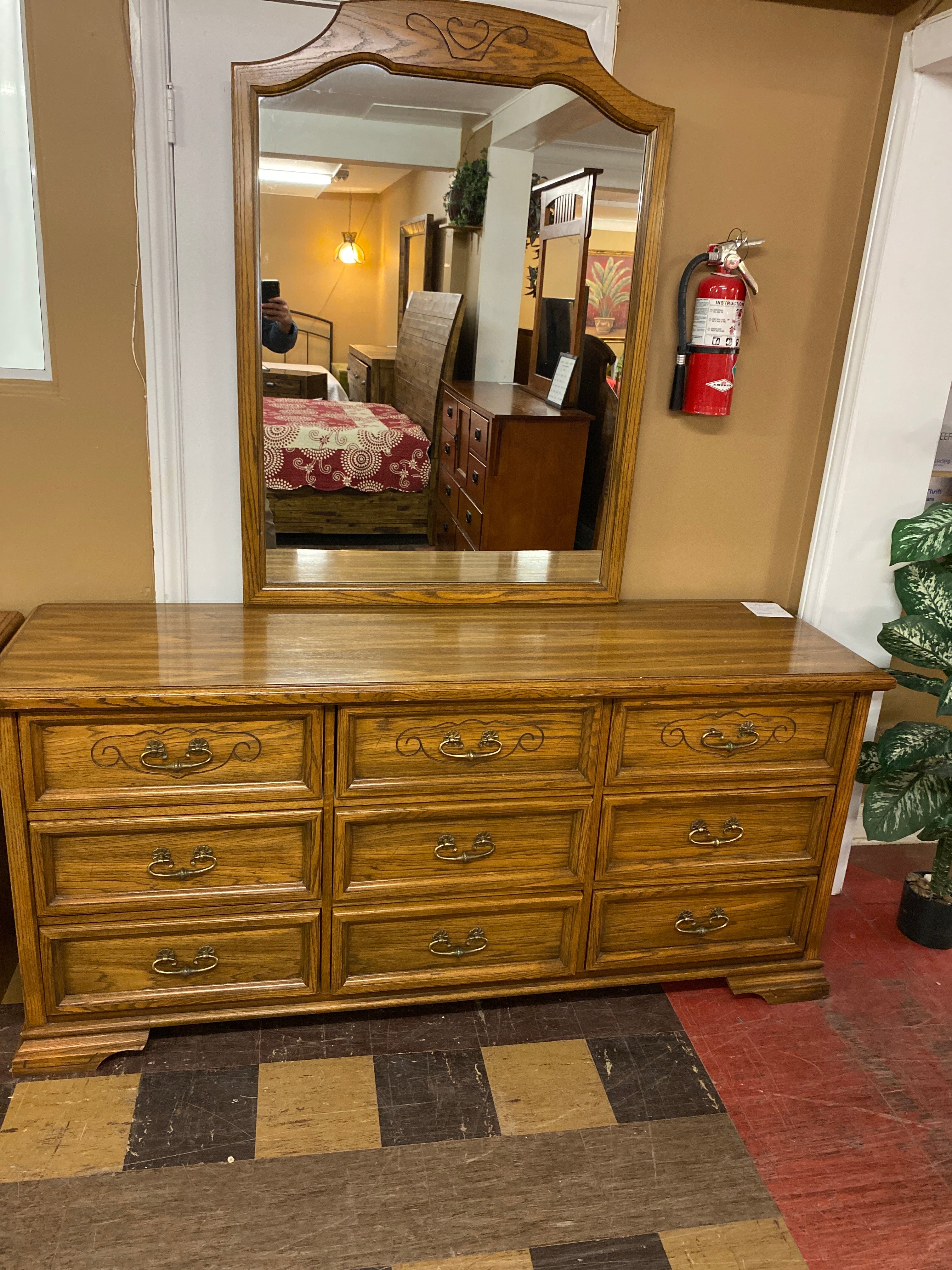 Long dresser with mirror