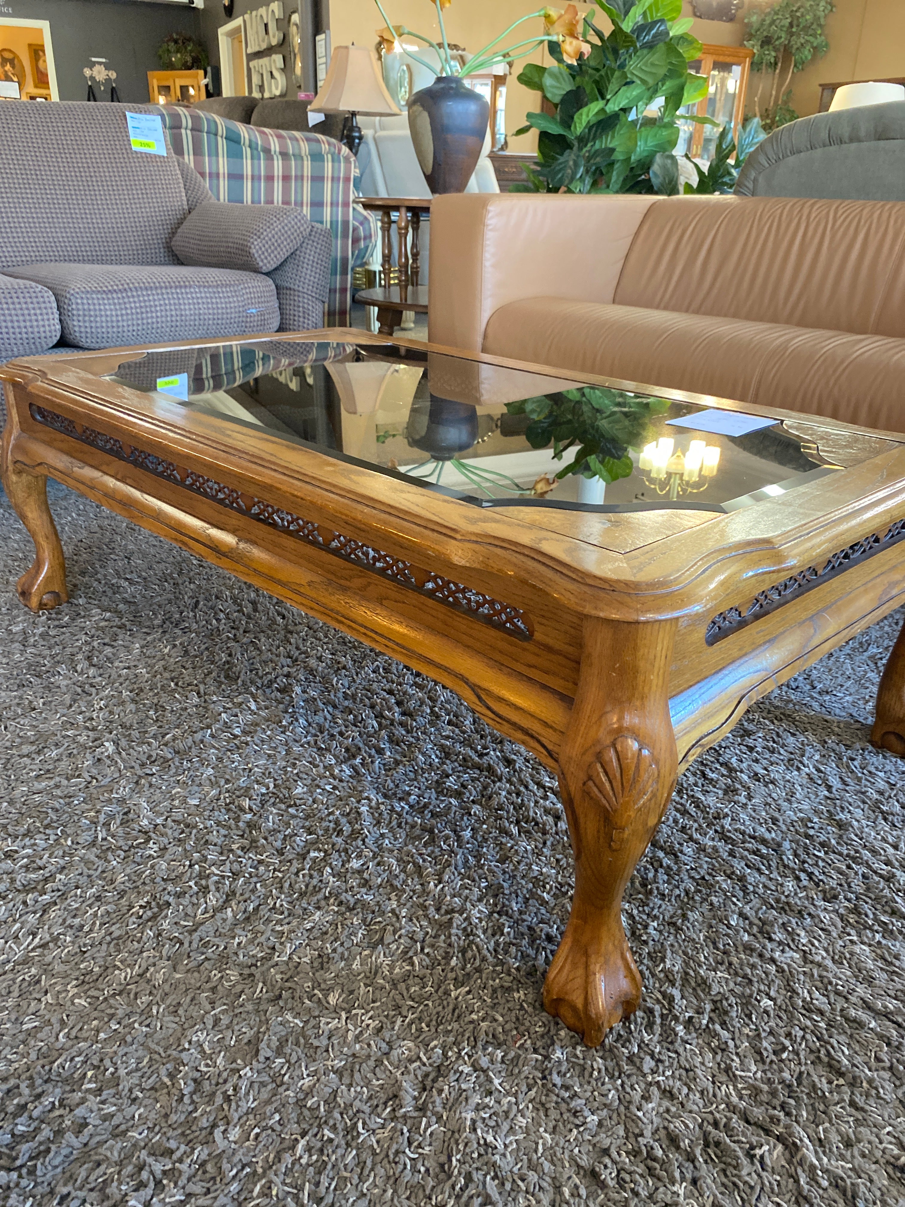 Coffee table with black glass