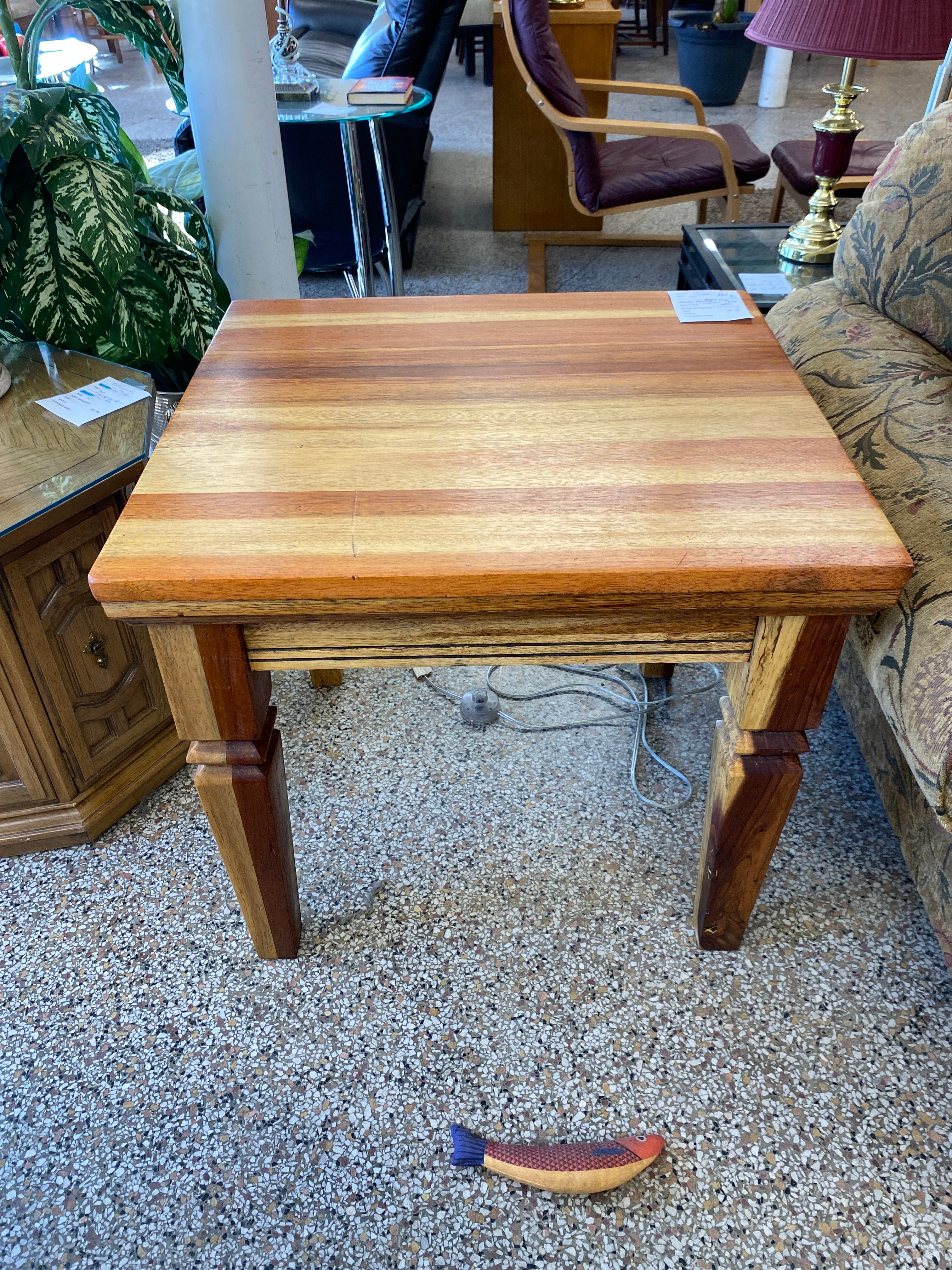 Acacia square high wooden end table (B )