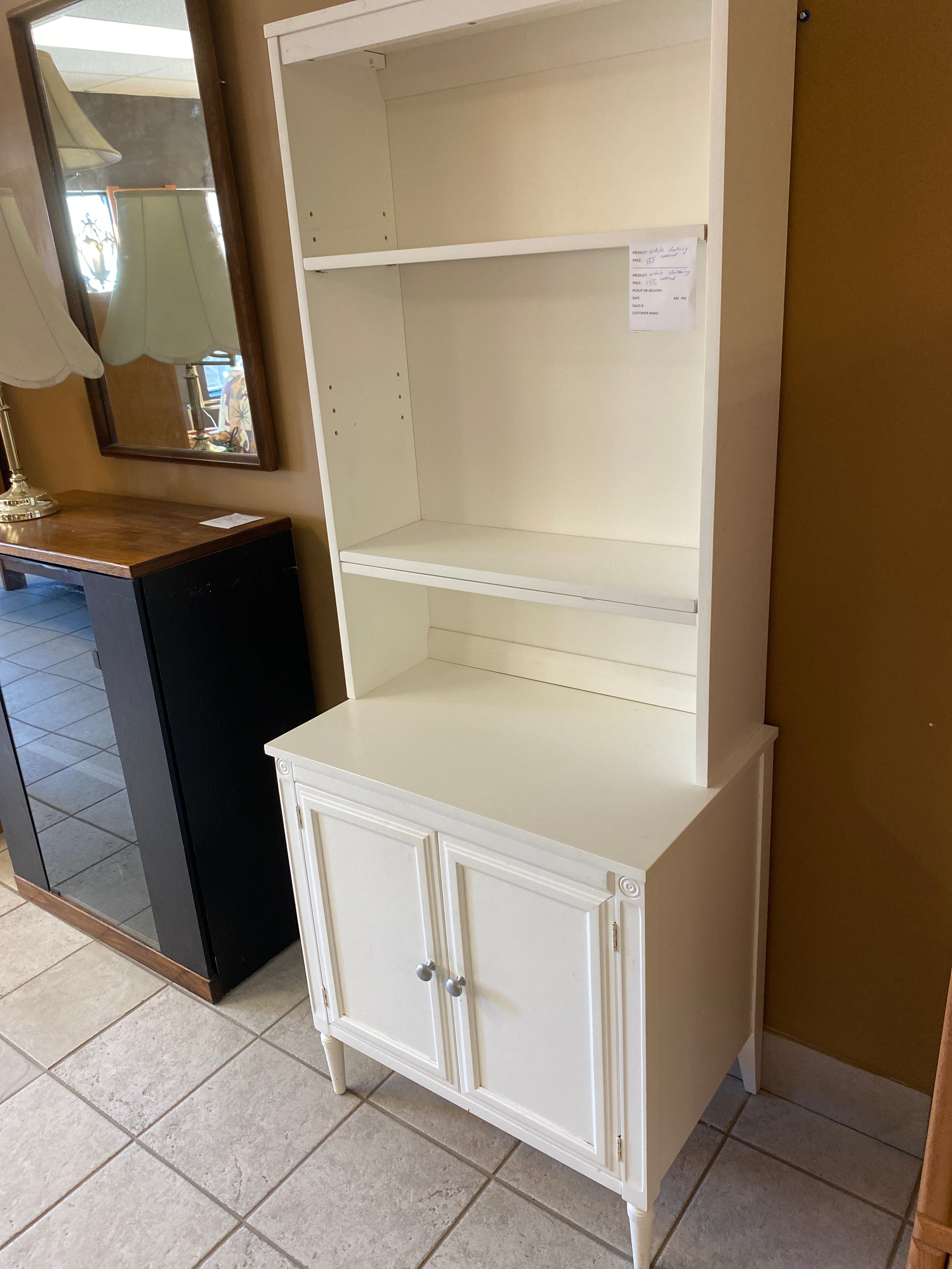 White shelving cabinet