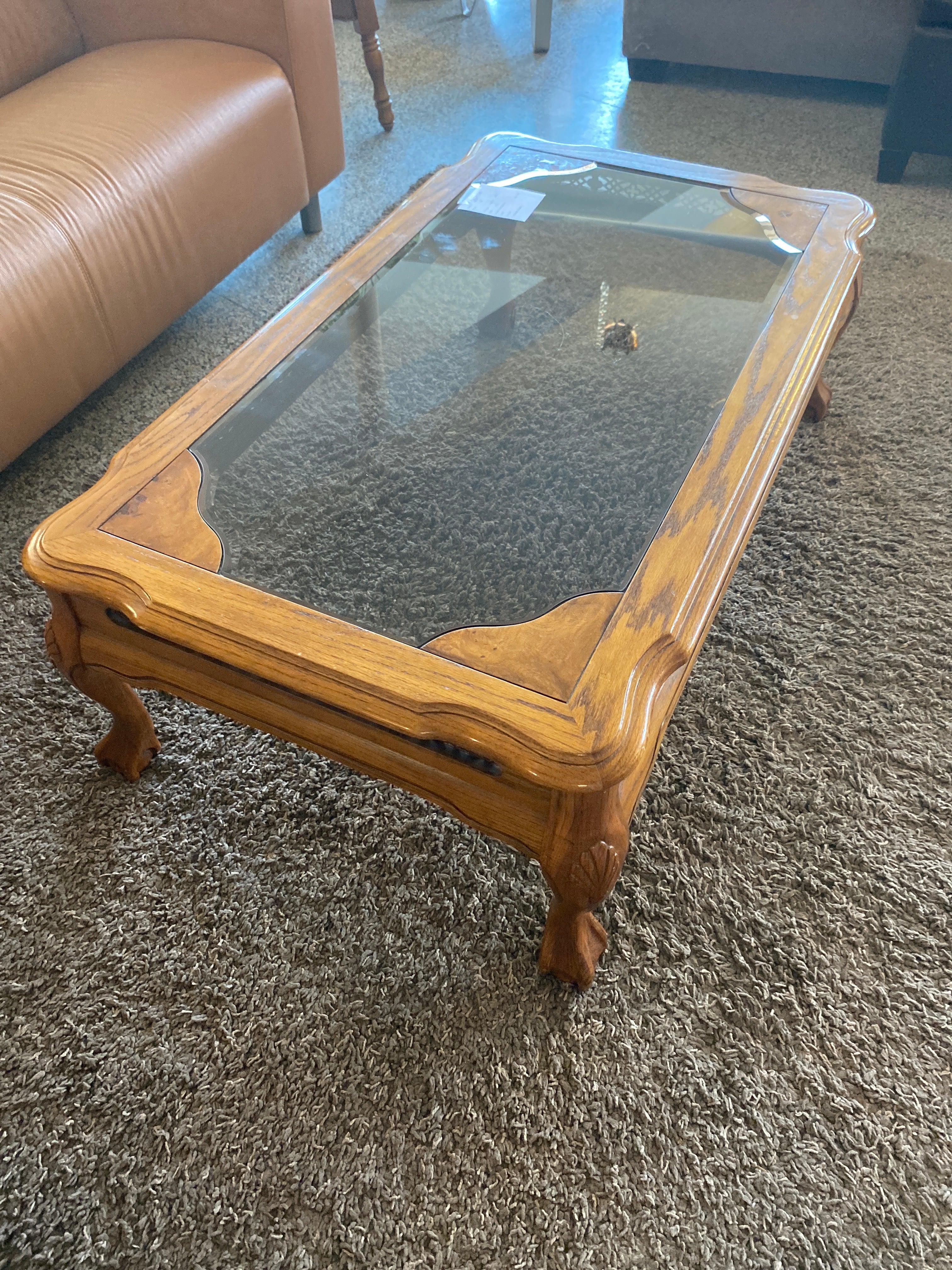 Coffee table with black glass