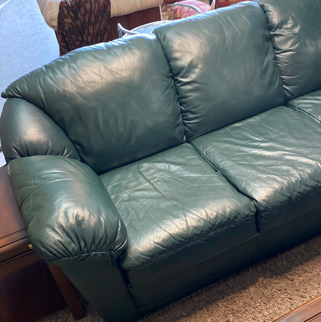 Leather green couch
