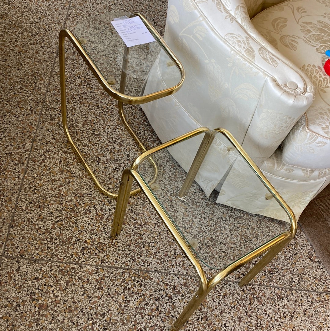 MCM 2 pc brass end tables