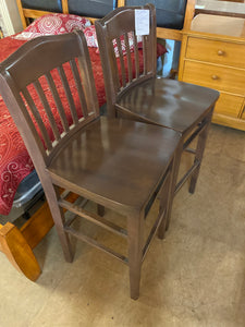 2 wooden bar stools