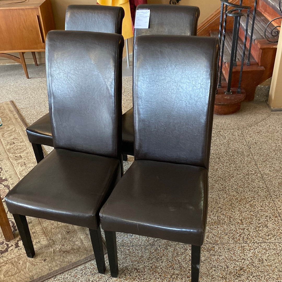 4 black leatherette chairs