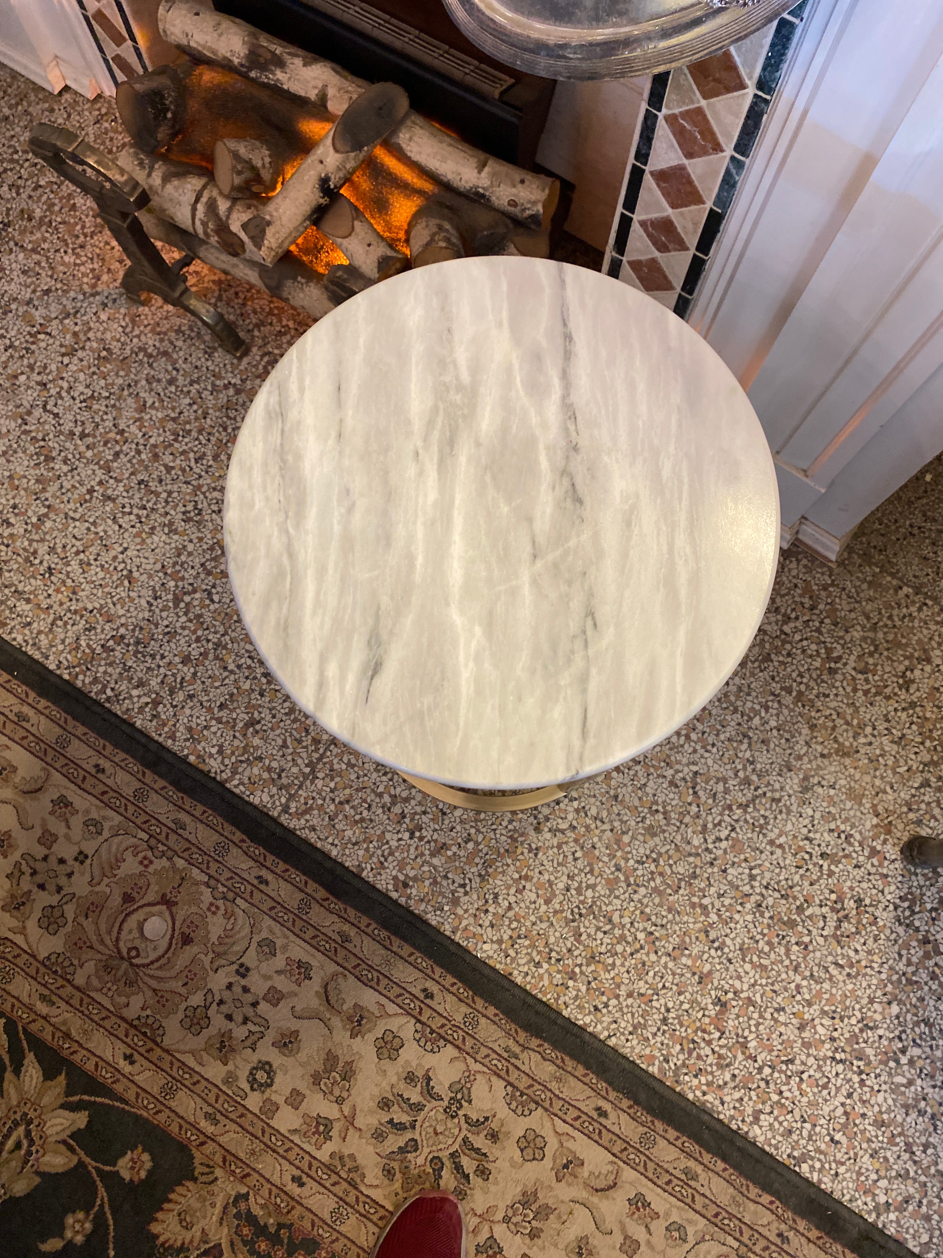 Marble topped adjustable end table