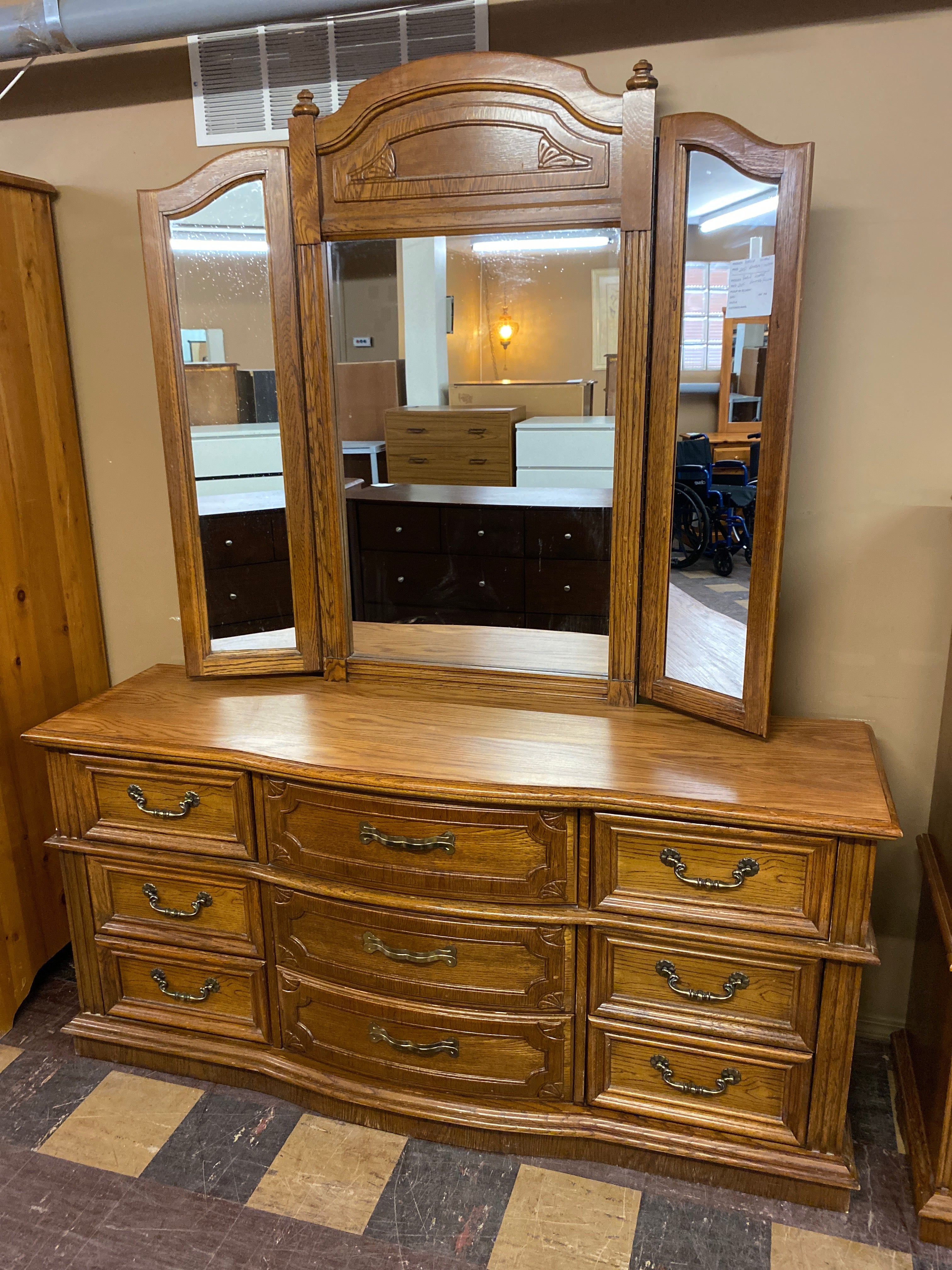 Solid wood dresser mirror
