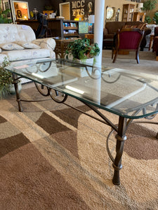 Glass iron coffee table