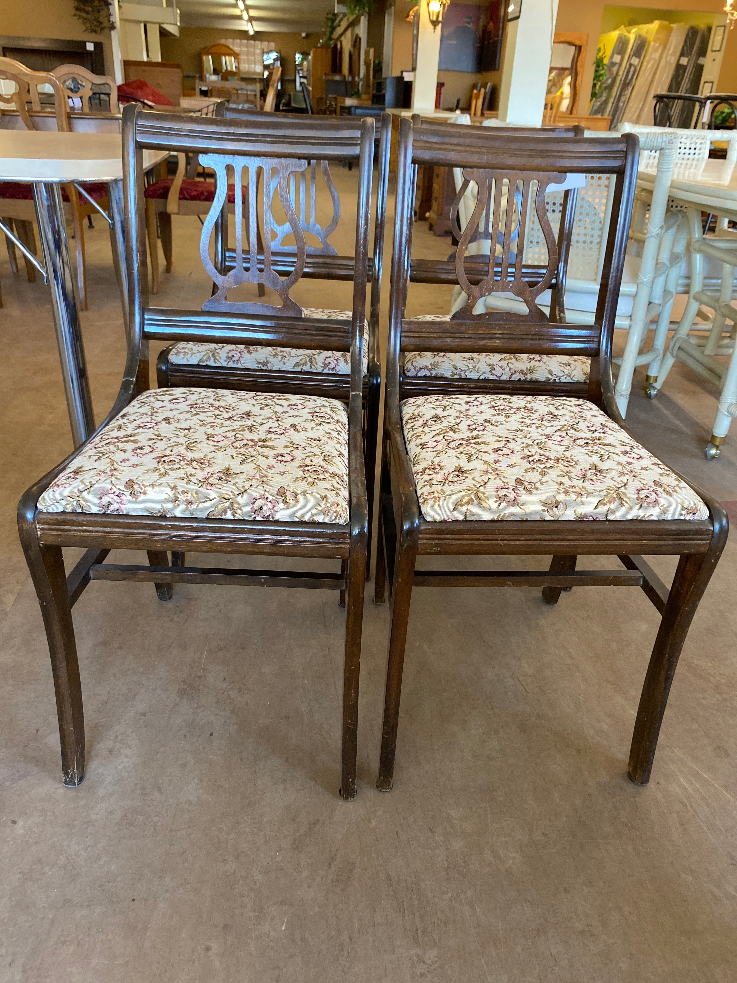 4 floral seats chairs