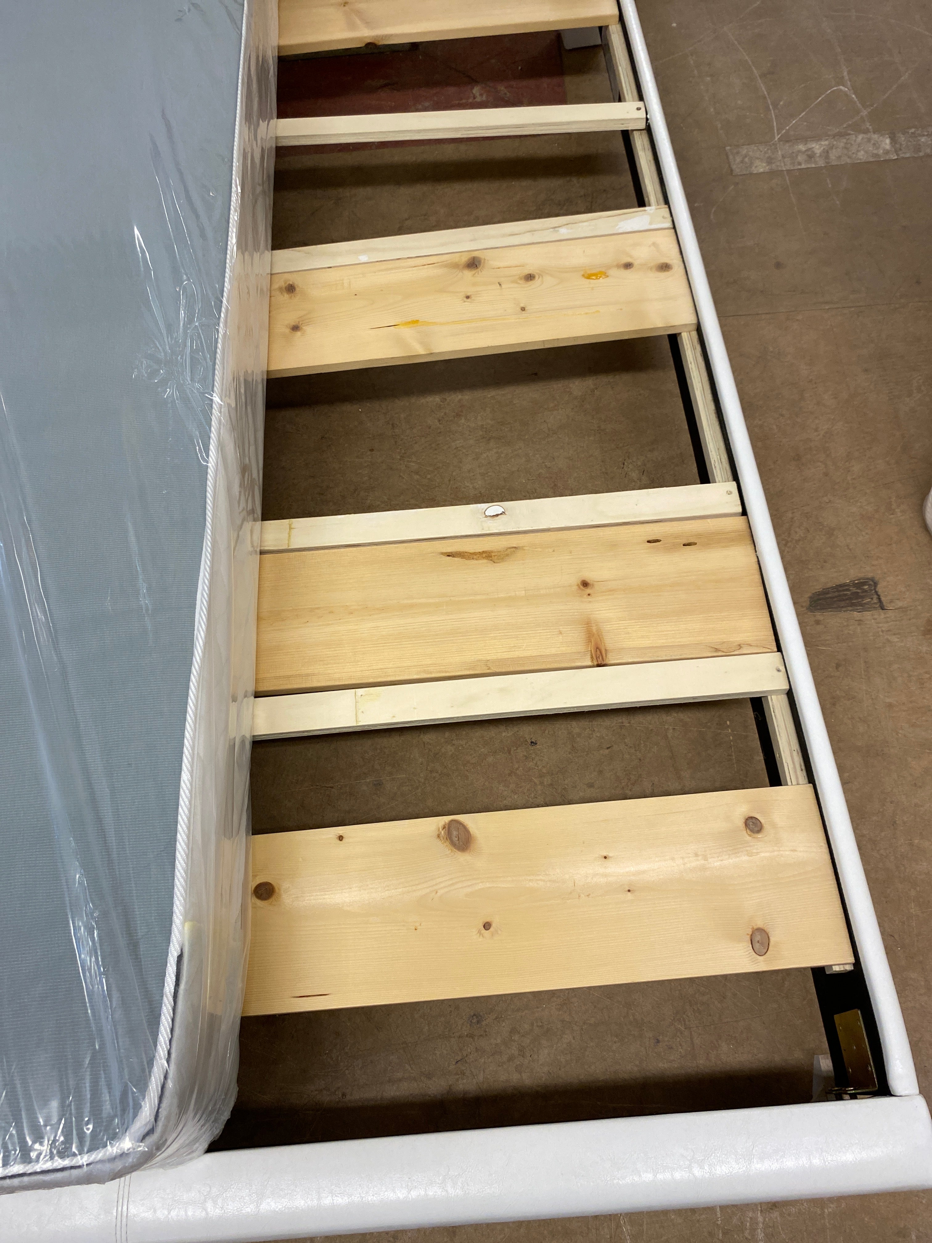 White leather Double bed frame