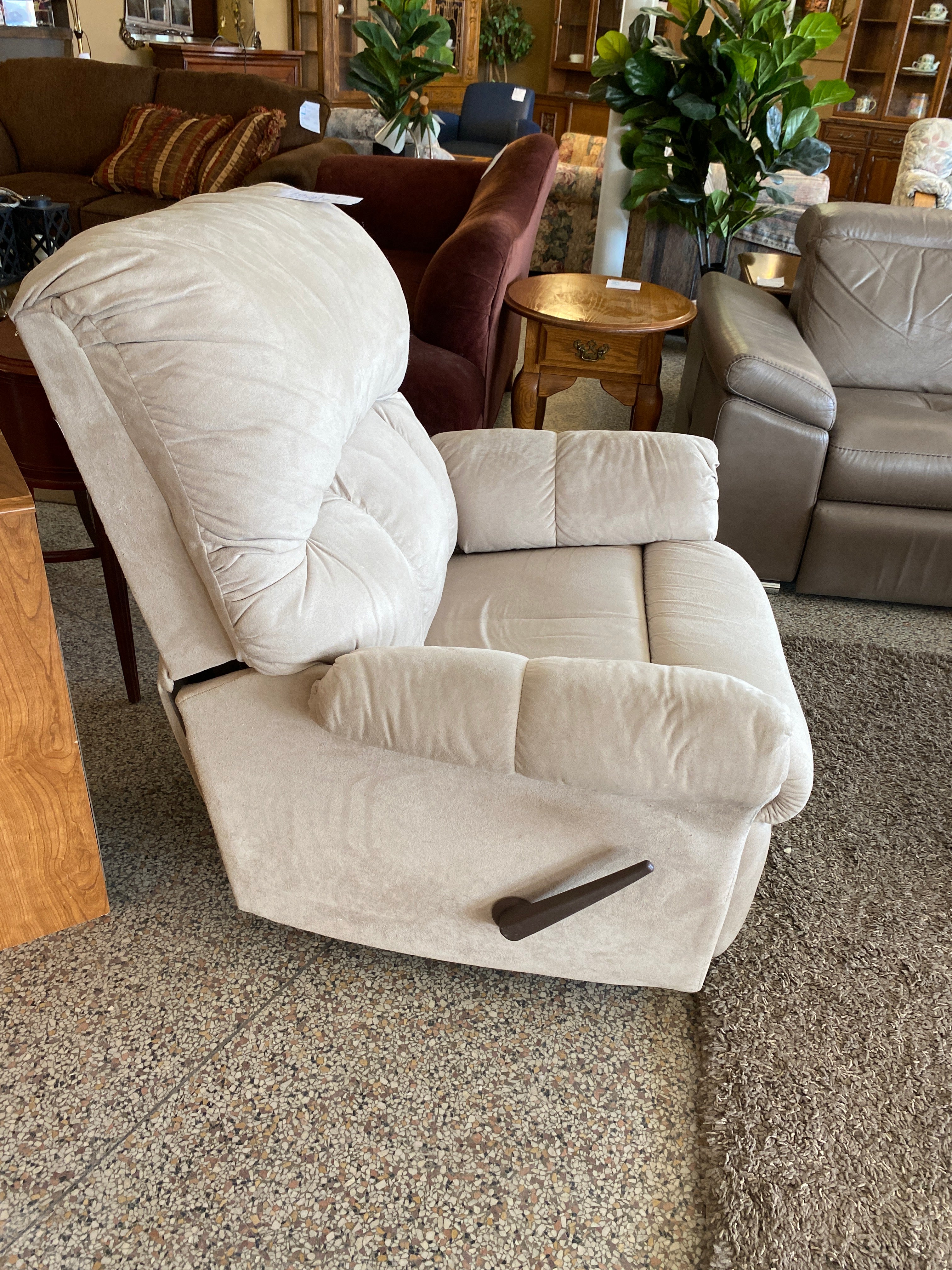 Soft grey velour recliner