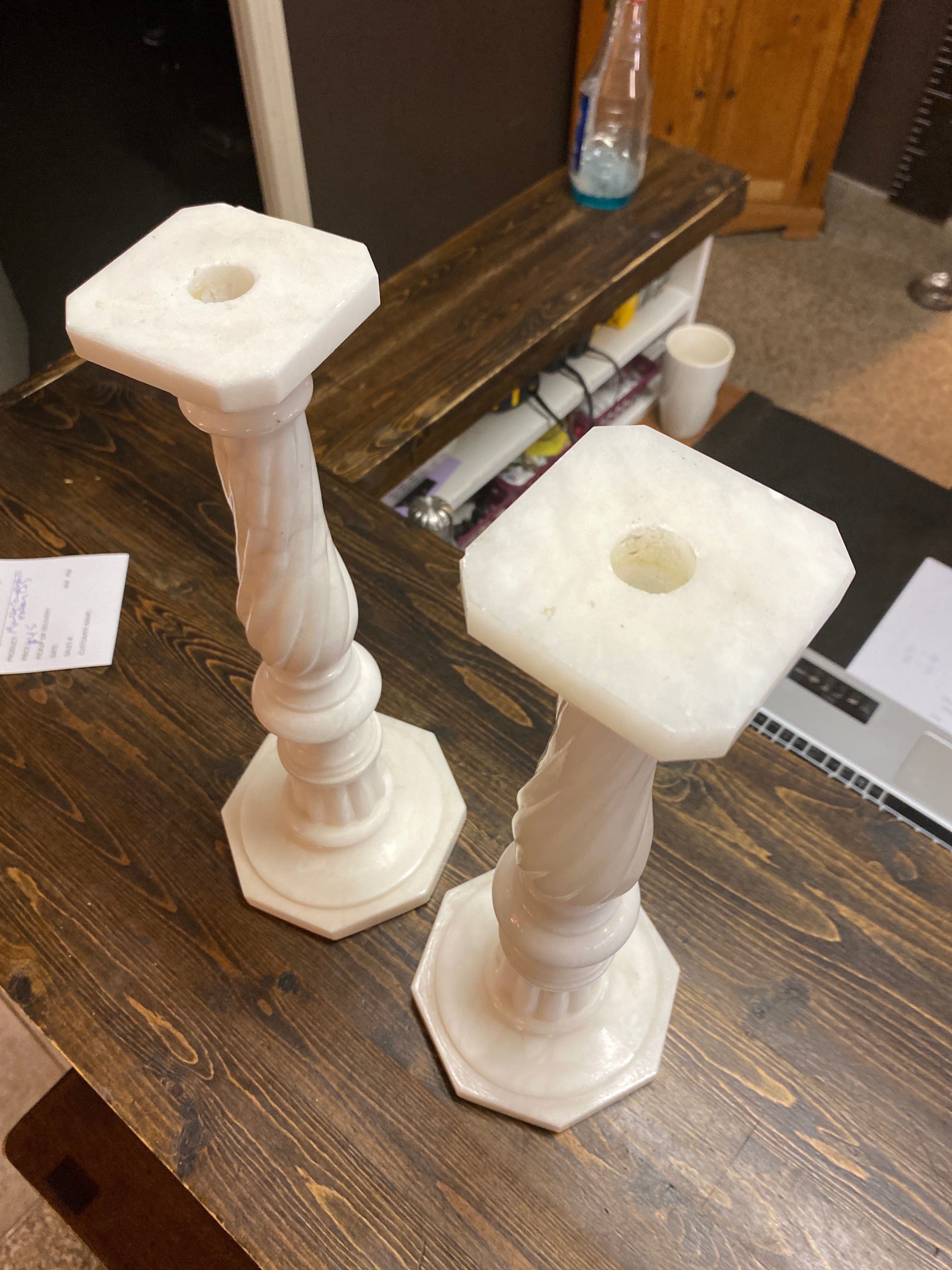 Marble candlestick holders (2)