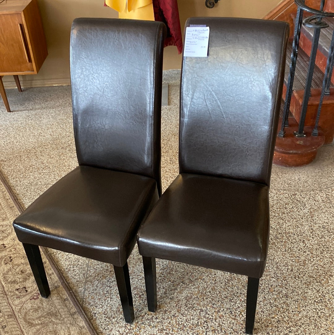 4 black leatherette chairs