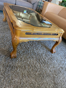 Coffee table with black glass