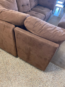 Brown sectional + ottoman