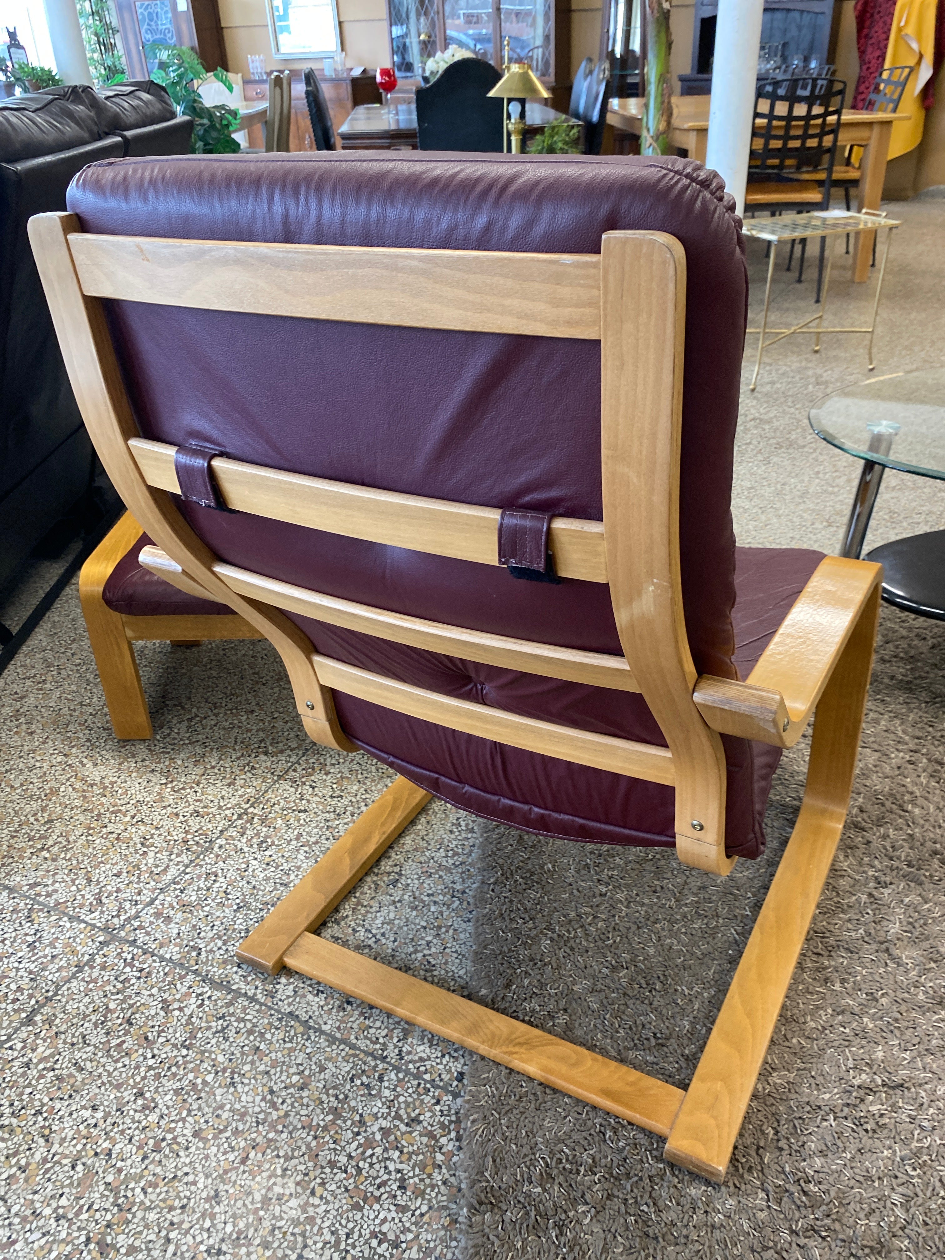 Burgundy chair + stool