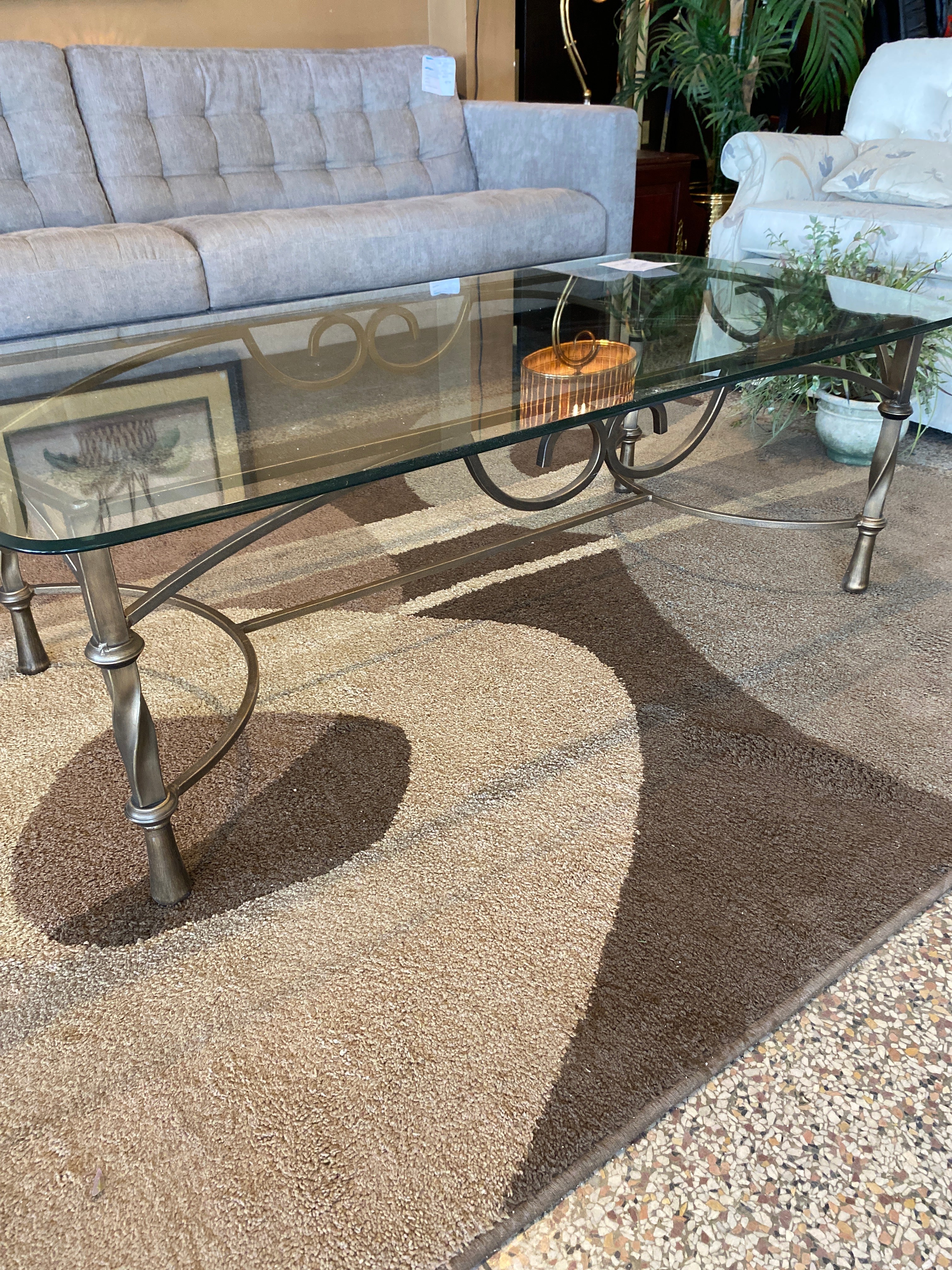 Glass iron coffee table