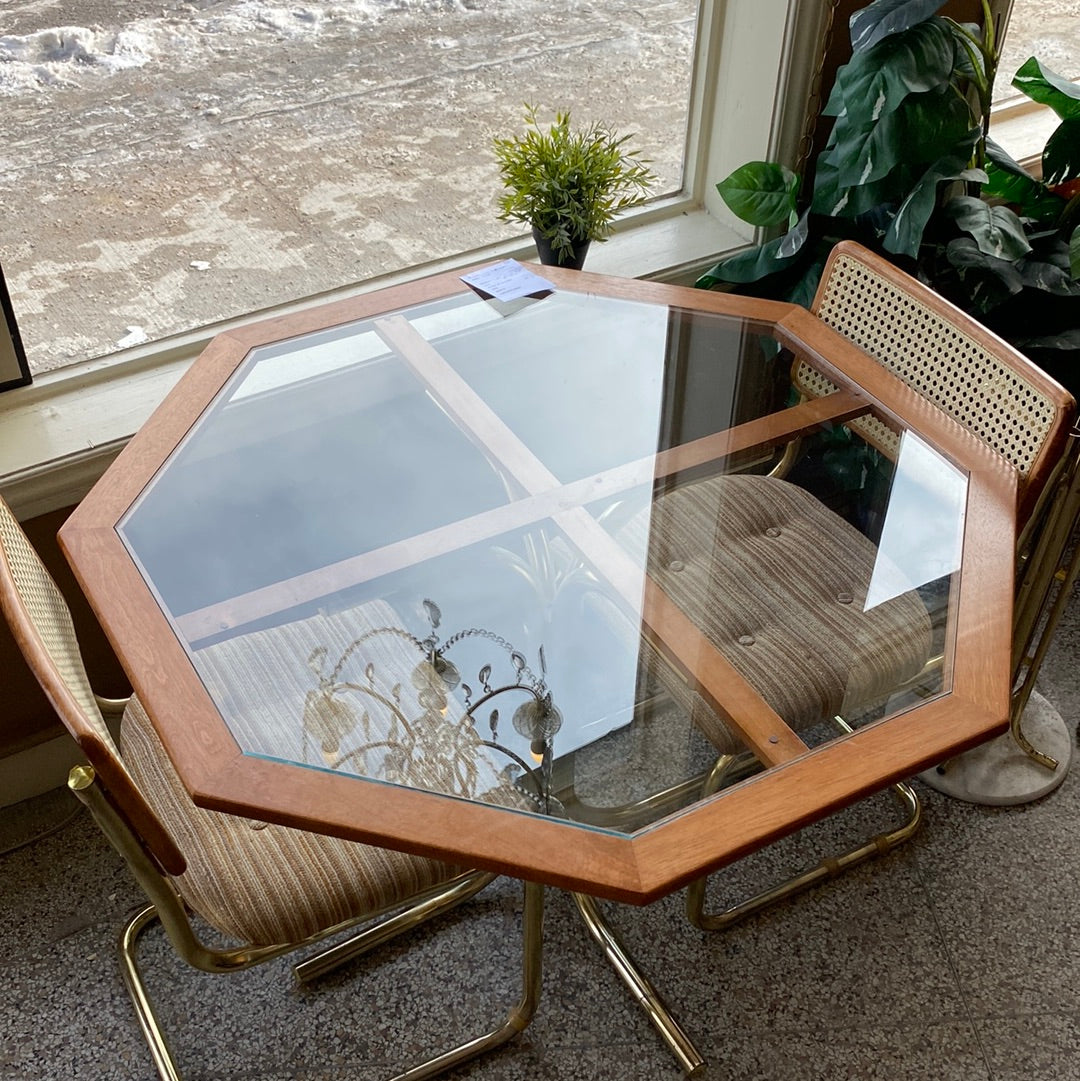 MCM Glass Top Table + 2 Chairs