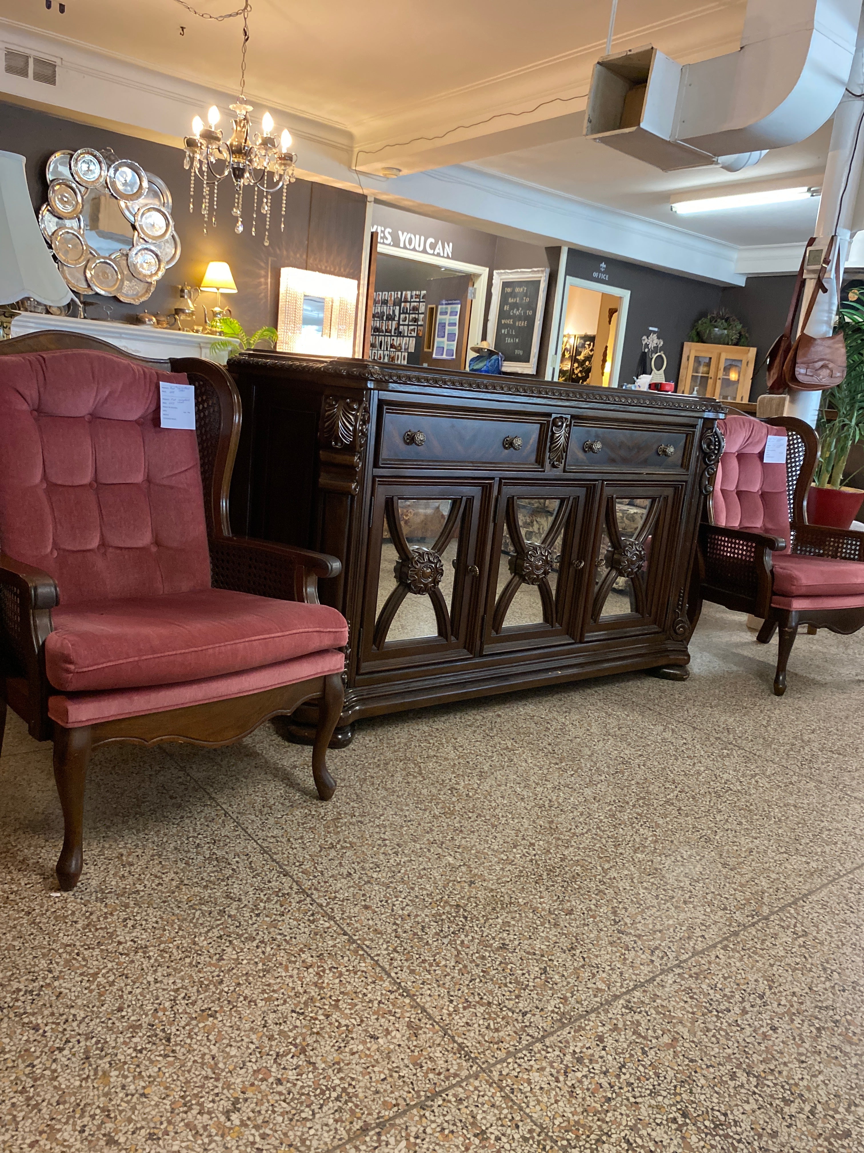 Pink wingback chair