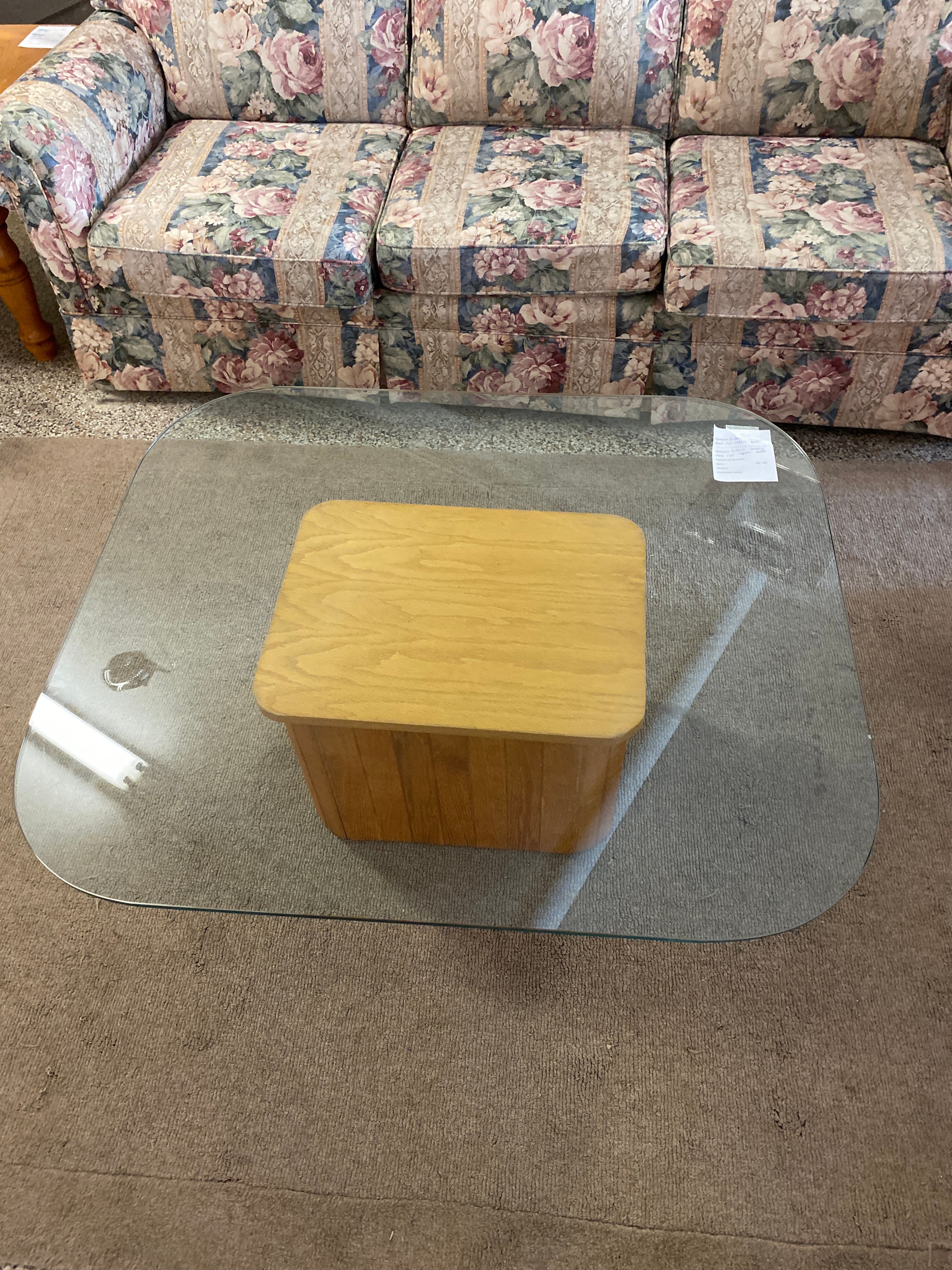 Glass square coffee table