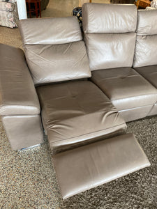 Taupe leather power reclining sofa