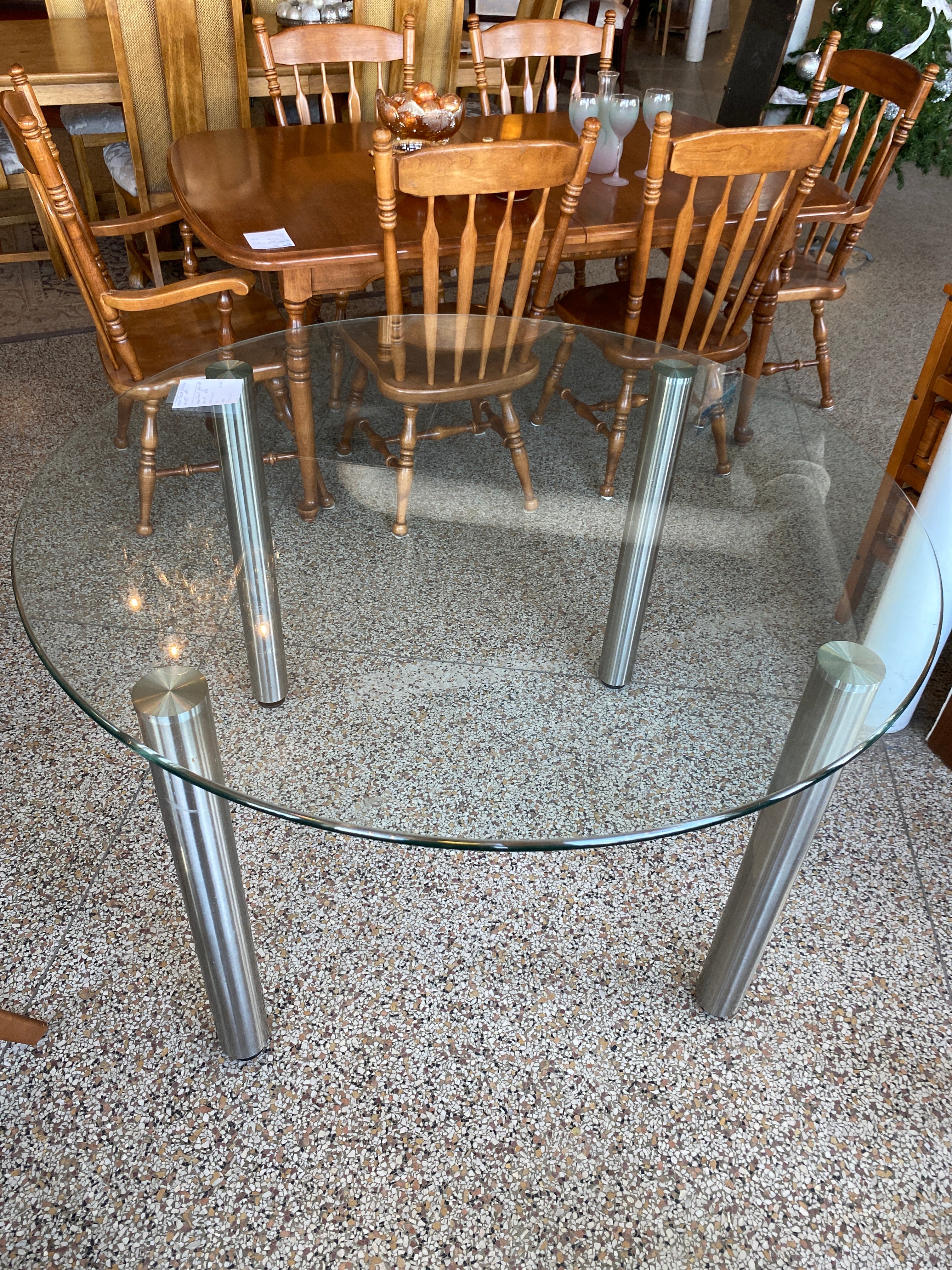 Round glass top table