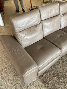 Taupe leather power reclining sofa