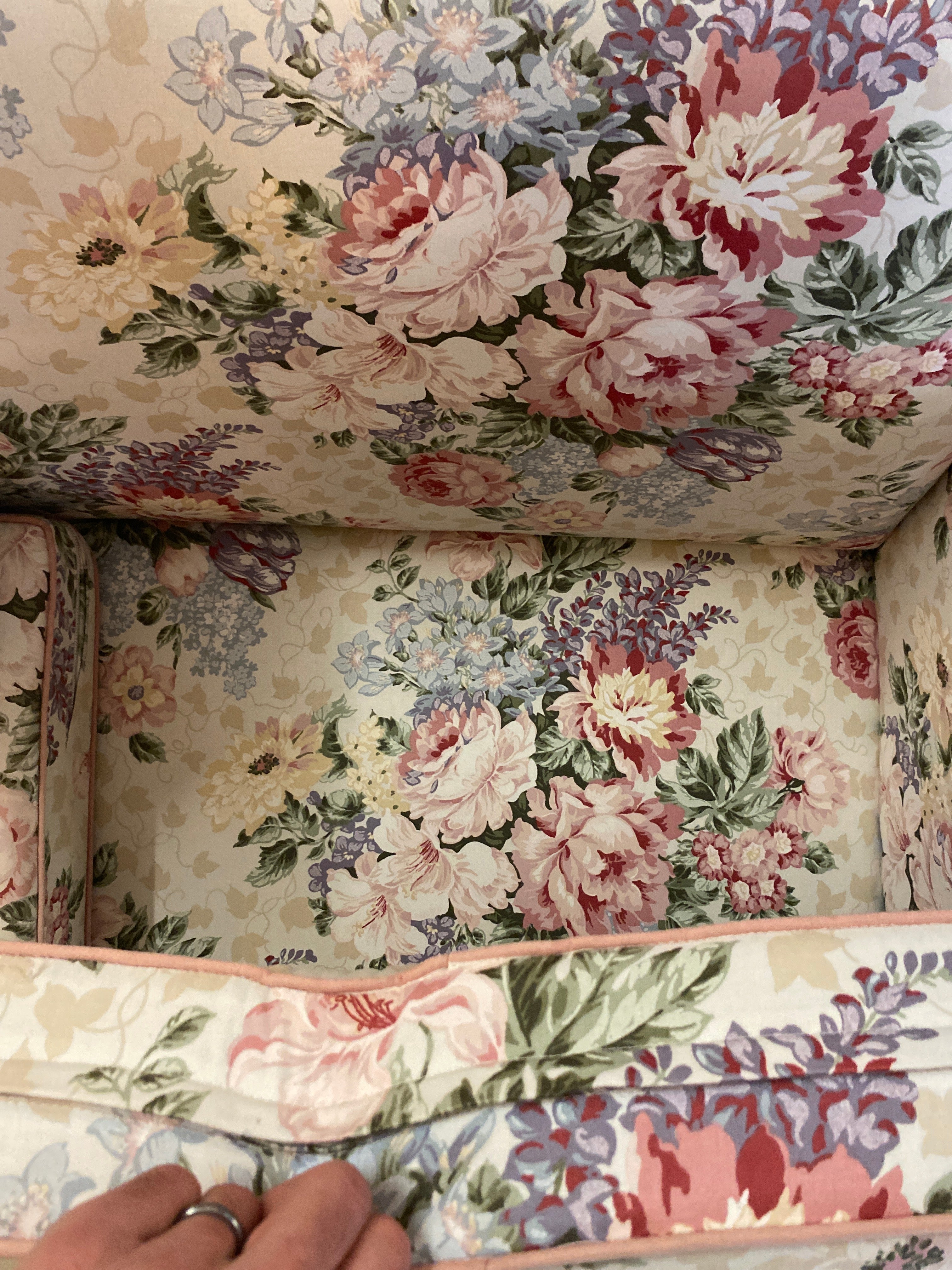 Pinkish floral loveseat