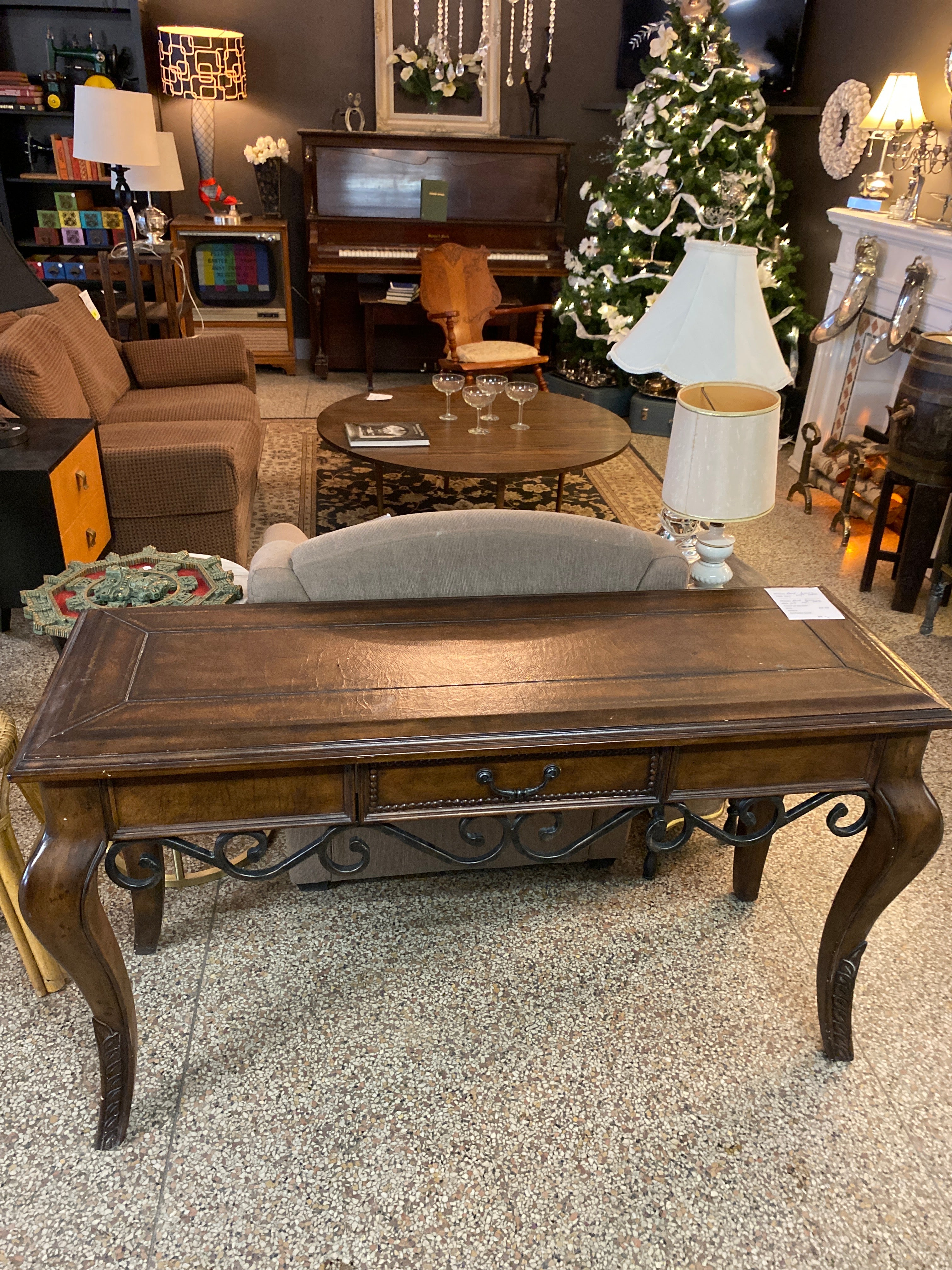 Dark brown sofa table