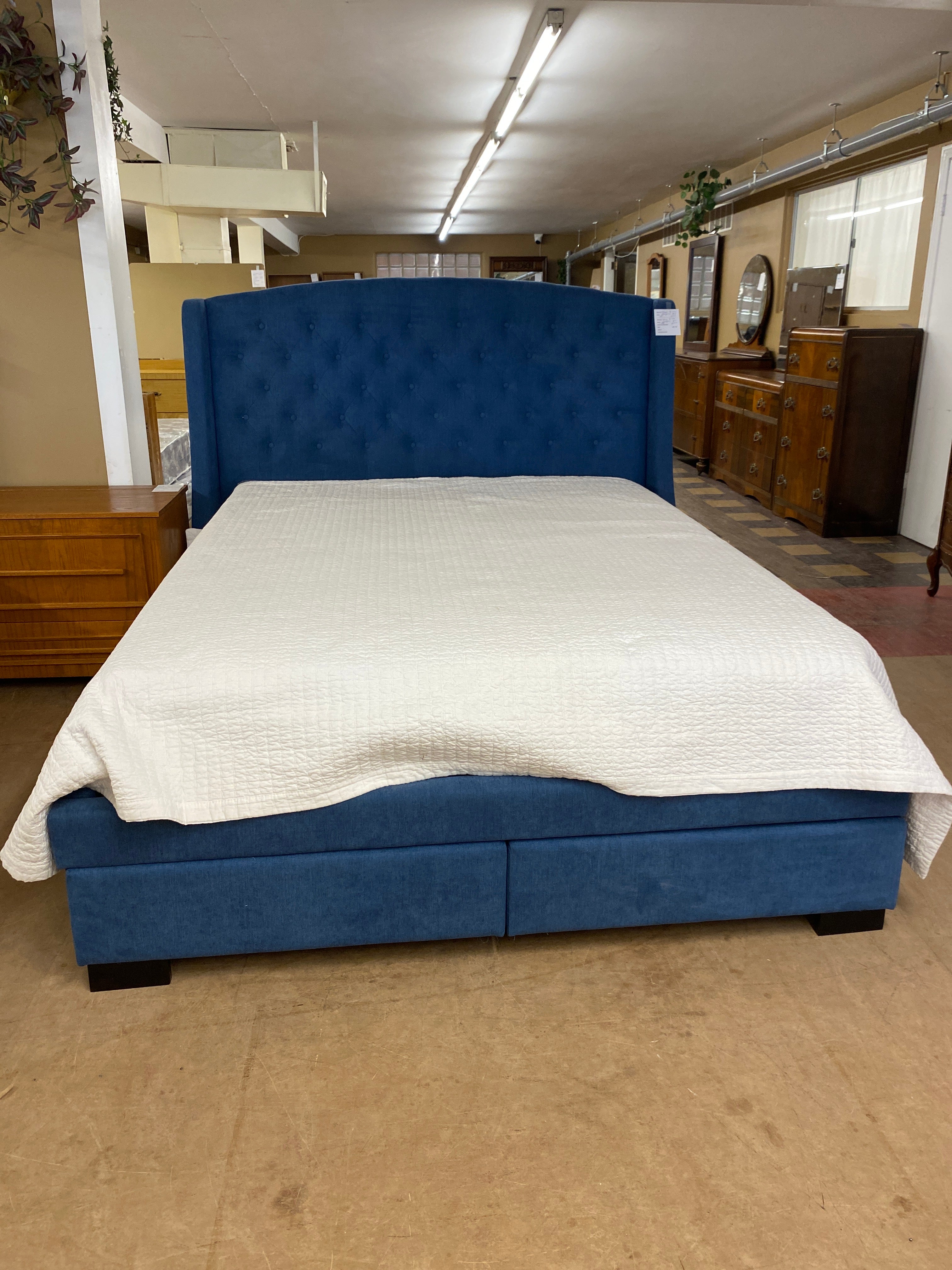 Blue Q size platform bed frame