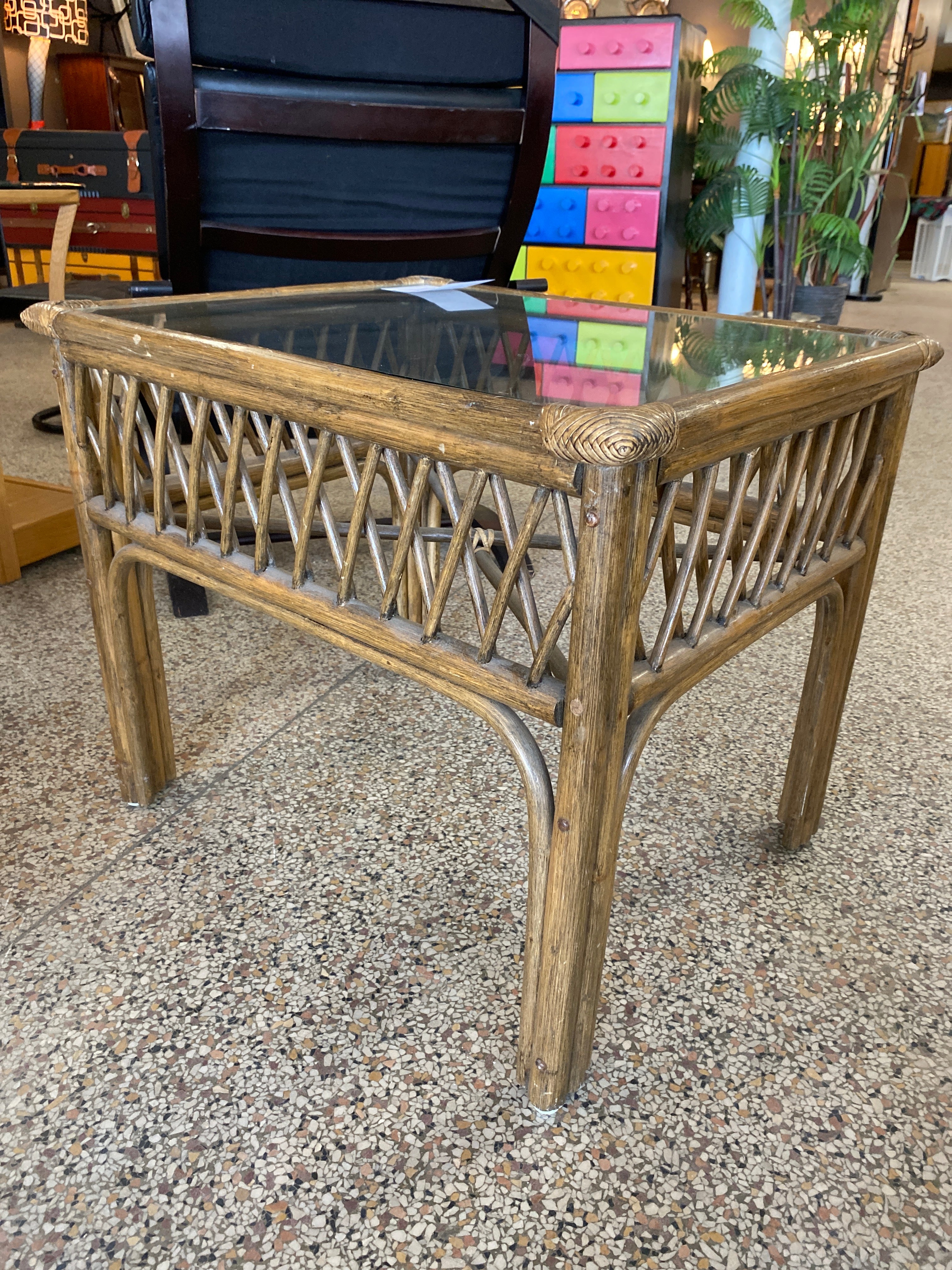 Bamboo glass topped table