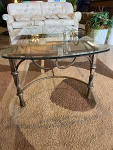 Glass iron coffee table