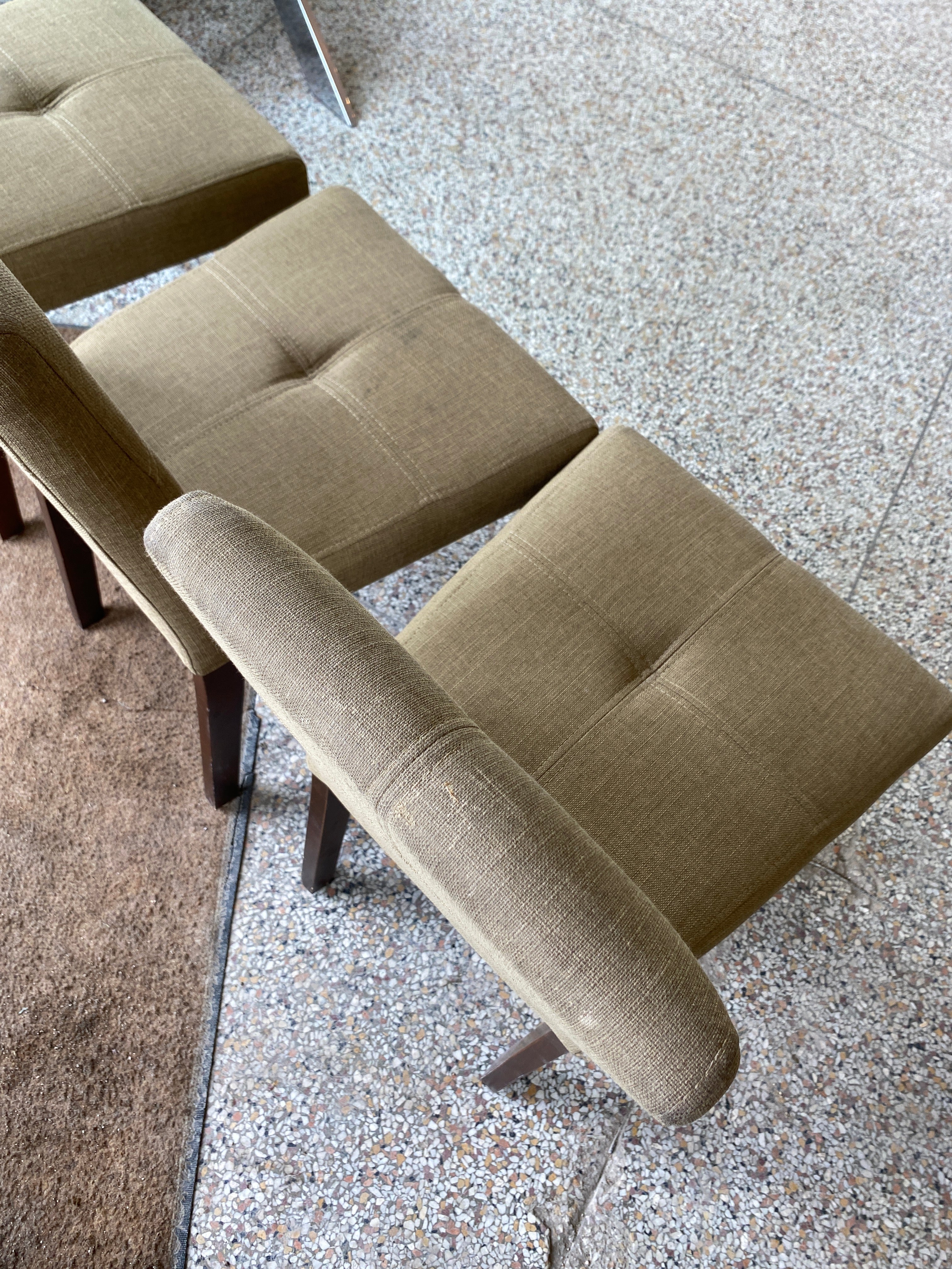6 grey ( greenish ) chairs