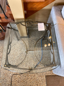 Glass iron end table