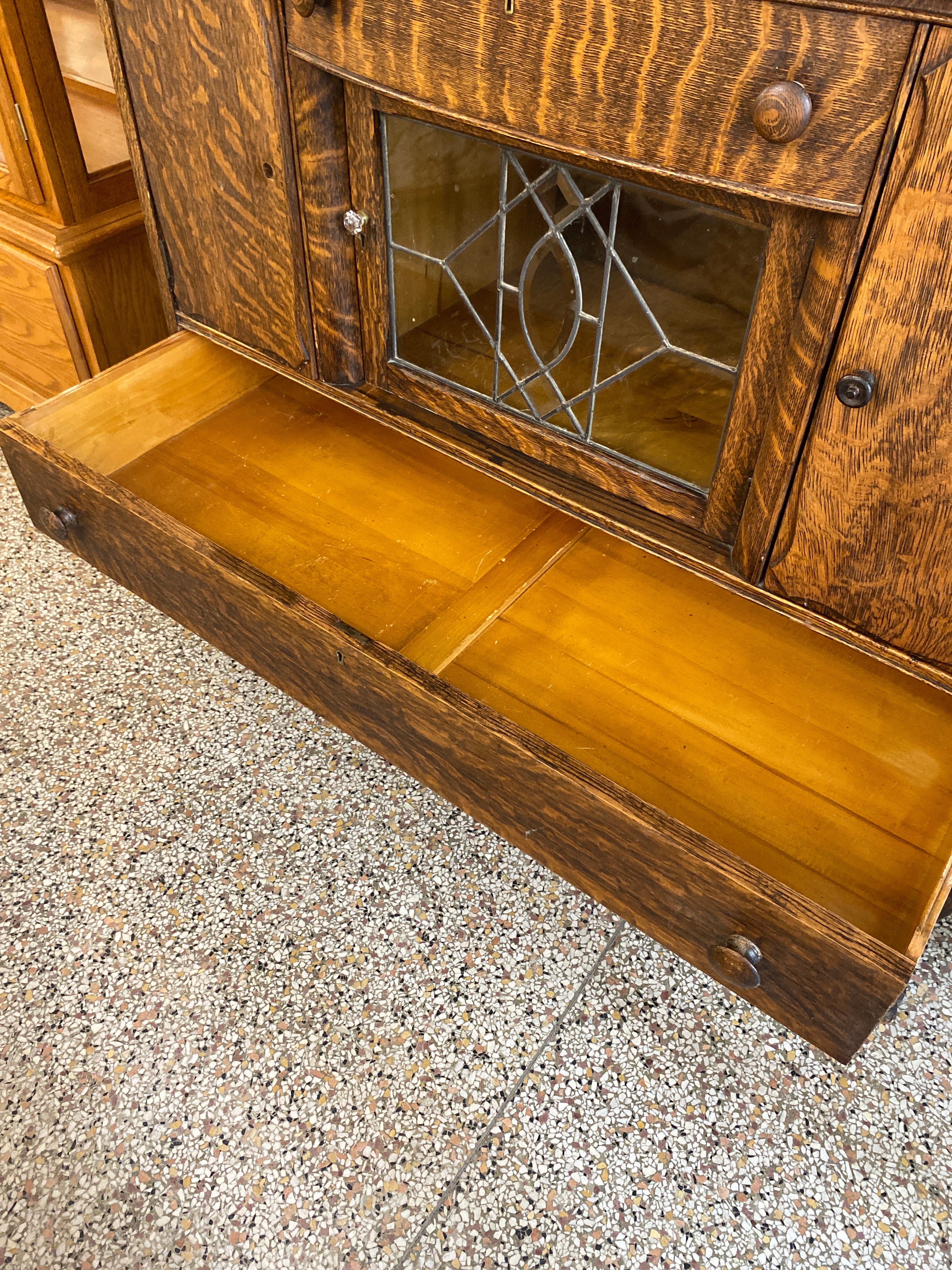 Antique hutch with mirror