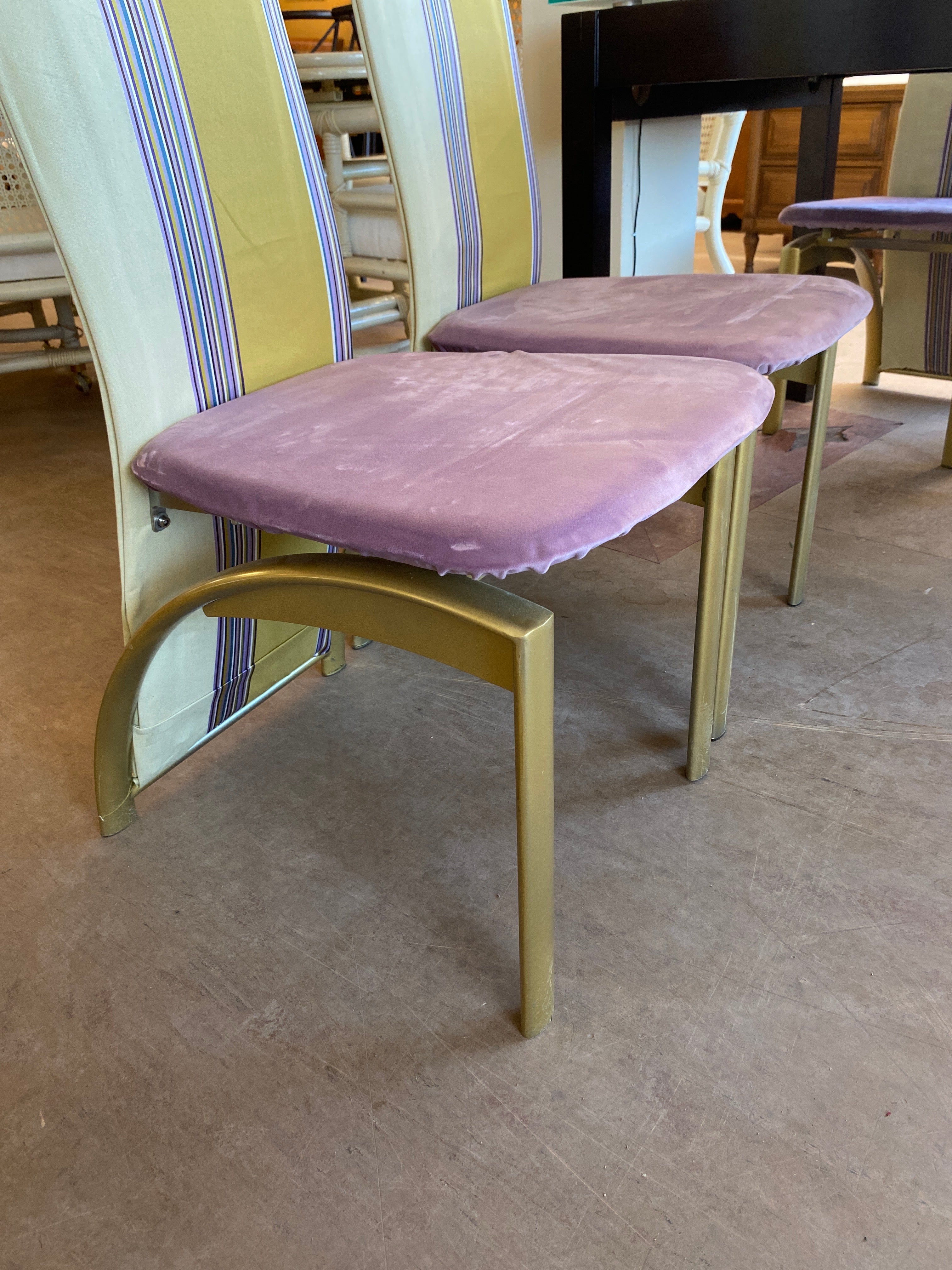 4 metal fabric chairs