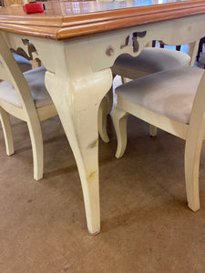 6 white chairs table and leaf