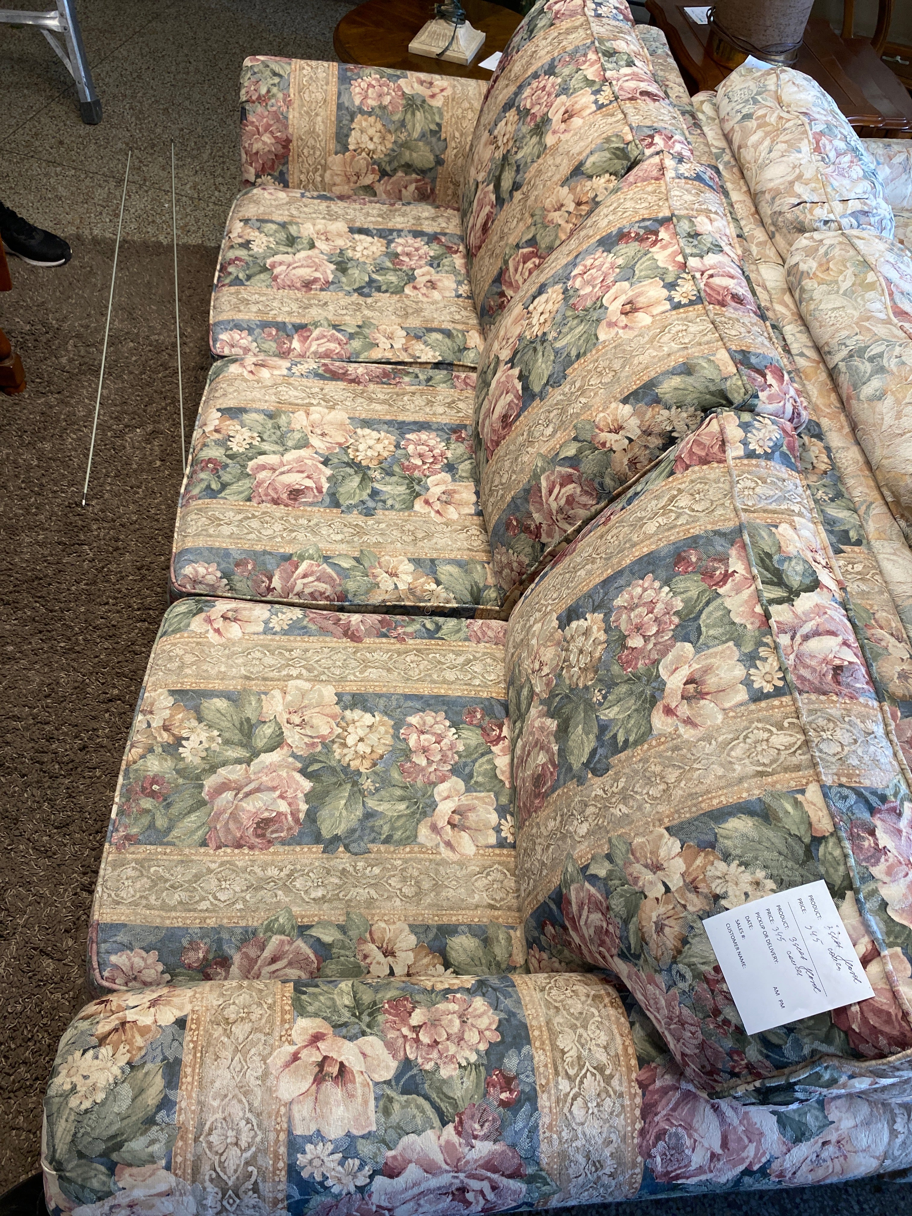 3 seat floral couch